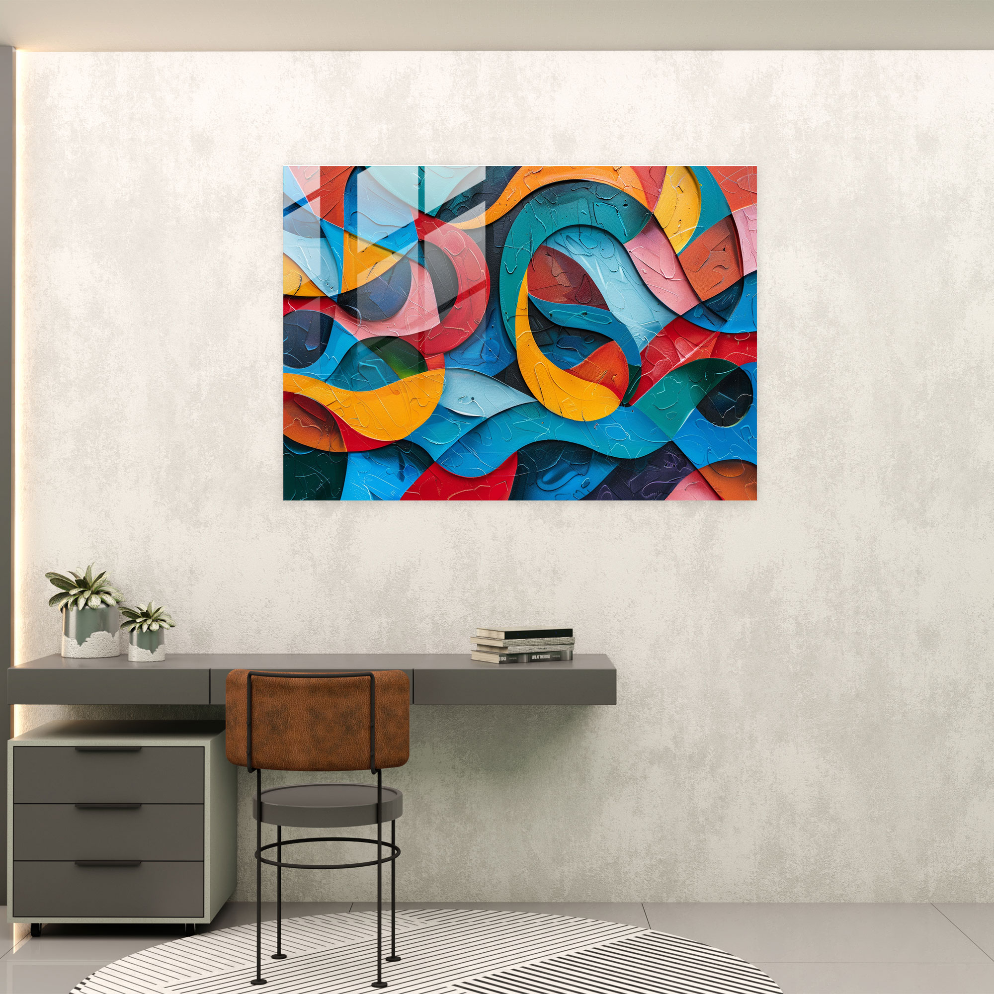 Abstract Patterns Glass Print - Post-Impressionism, Glass Print, Post-Impressionism, Wall Decoration
