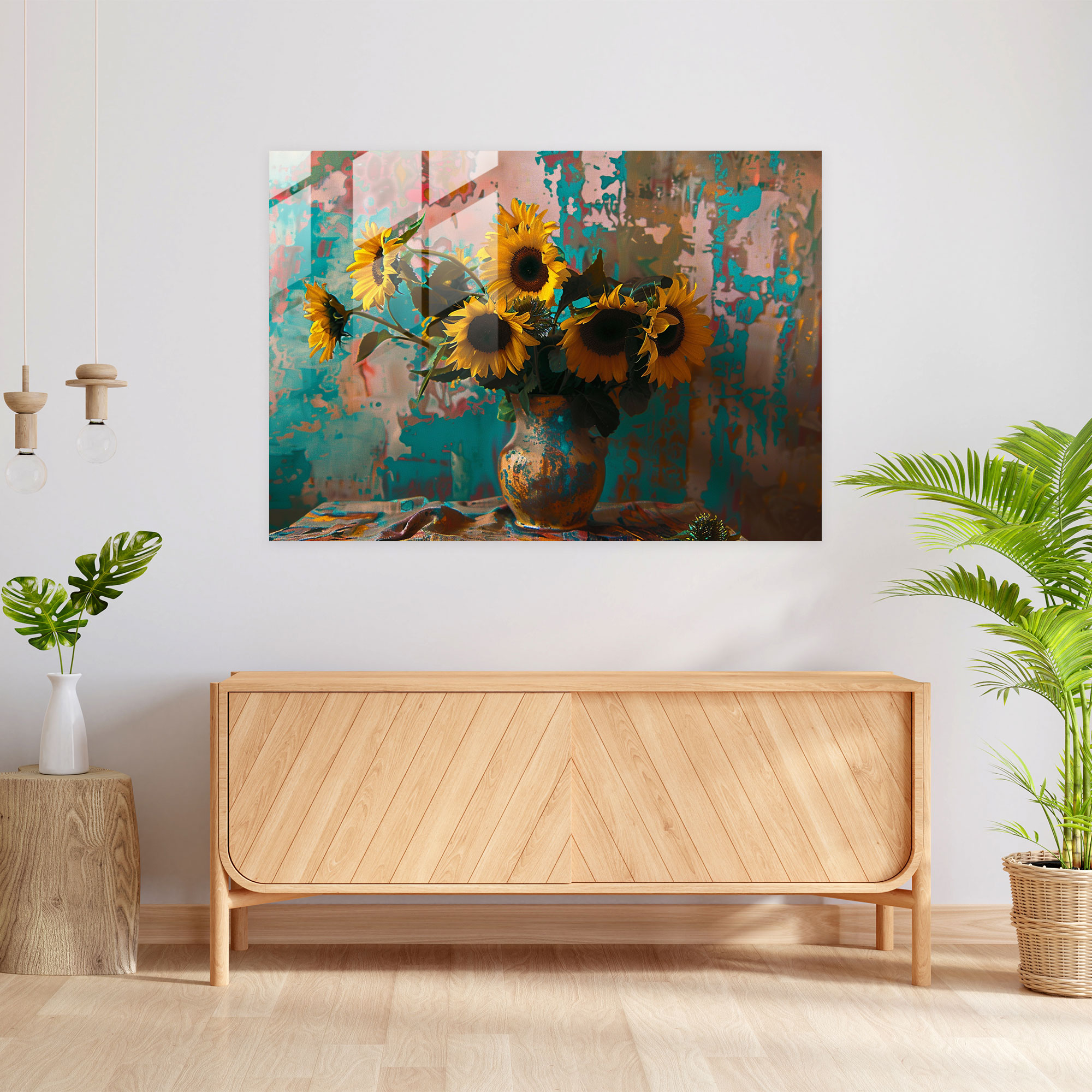 Sunflowers Glass Print - Post-Impressionism, Modern Art, Post-Impressionism, Glass Art