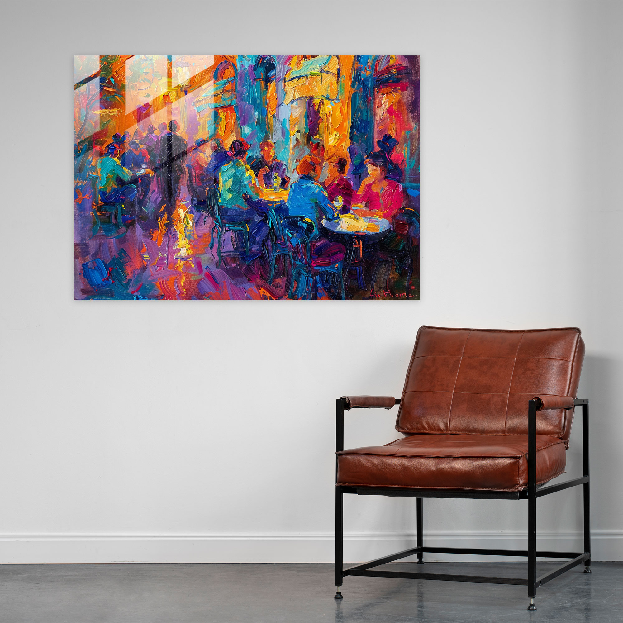 Cafe Scene Glass Print - Post-Impressionism, Post-Impressionism, Modern Art, Wall Decoration