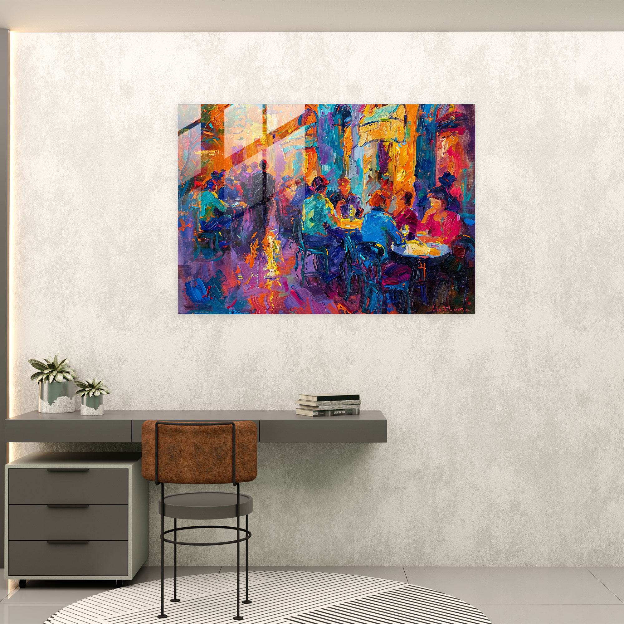 Cafe Scene Glass Print - Post-Impressionism, Post-Impressionism, Modern Art, Wall Decoration