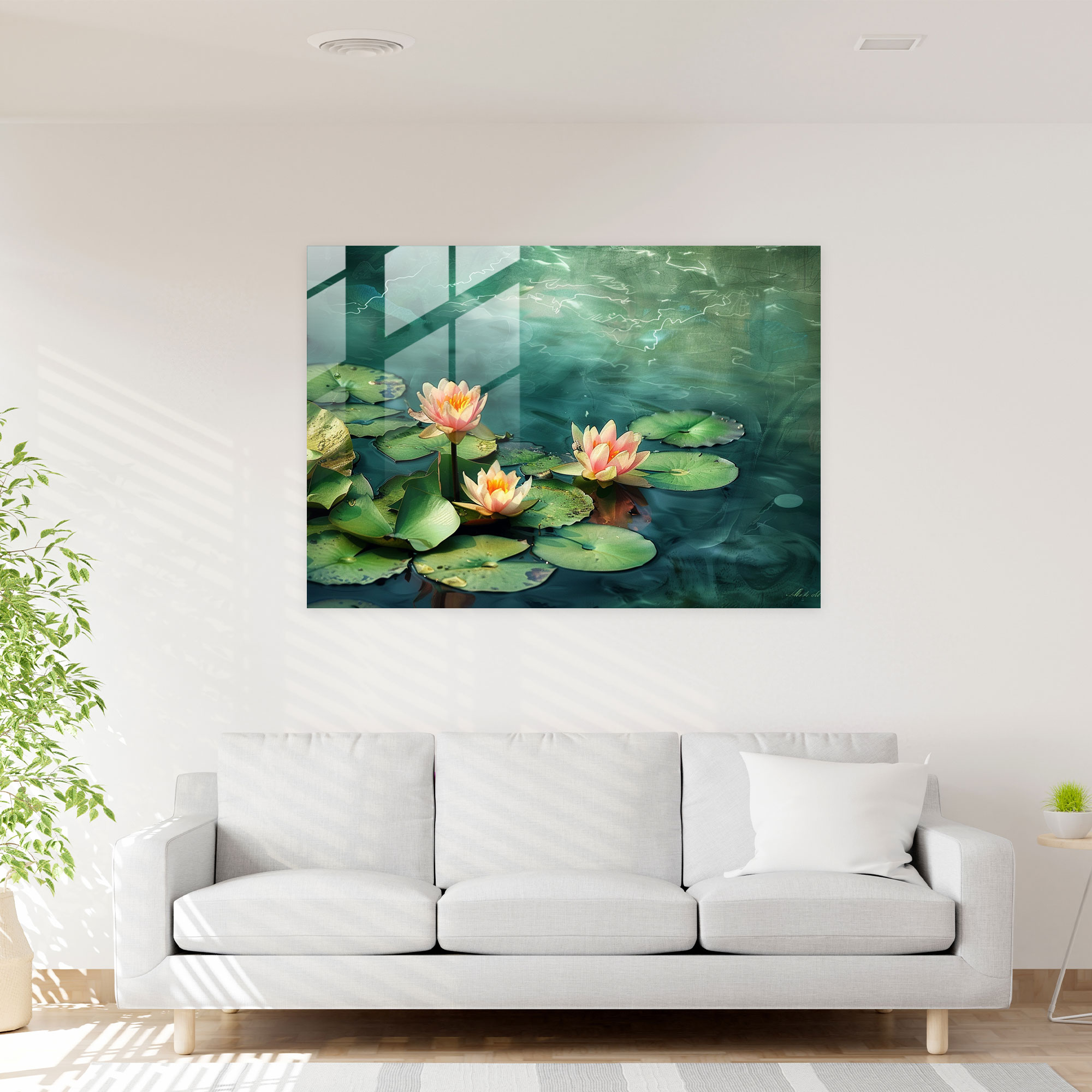 Water Lilies Glass Wall Art - Post-Impressionism, Wall Decoration, Home Decoration, Post-Impressionism