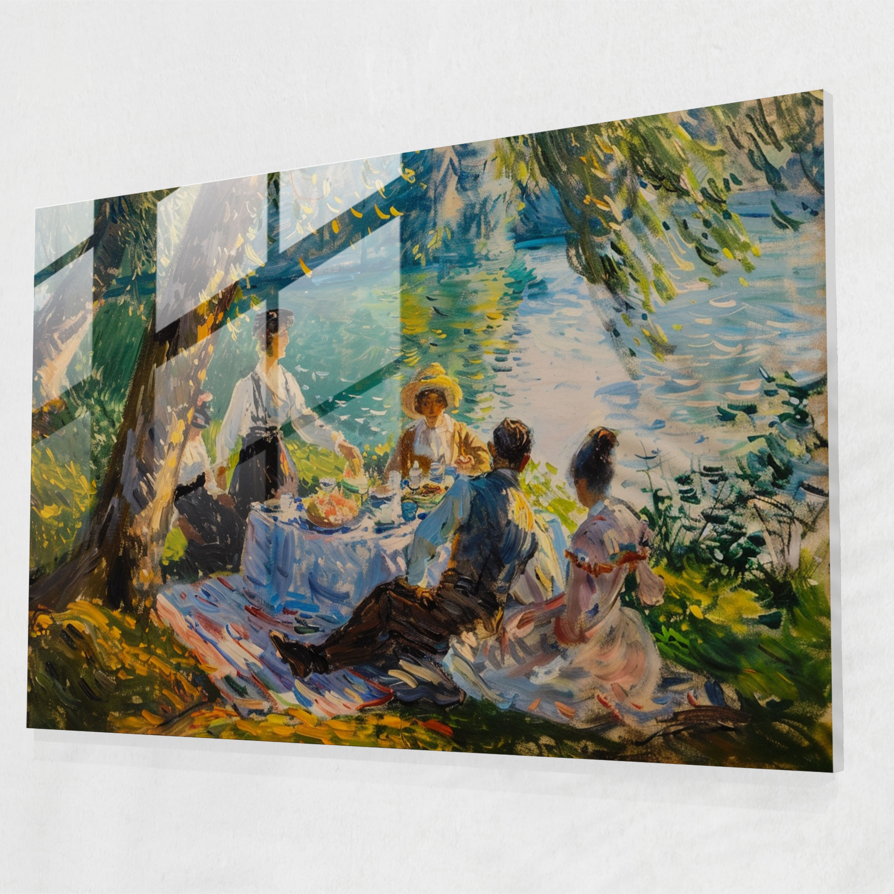 Picnic In The Park Glass Print - Post-Impressionism, Modern Art, Glass Art, Glass Print