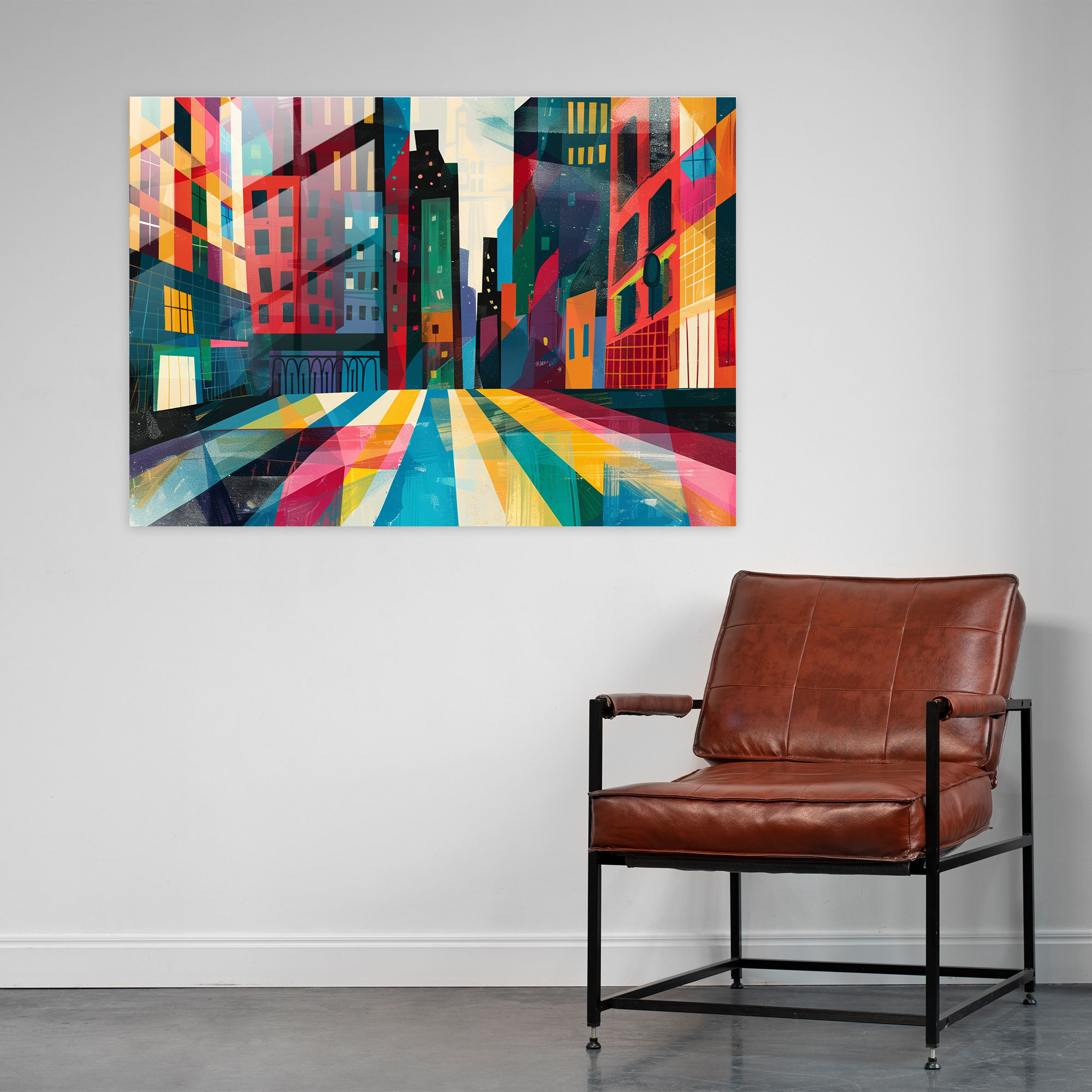 Cityscape Glass Wall Art - Post-Impressionism, Home Decoration, Post-Impressionism, Glass Wall Art