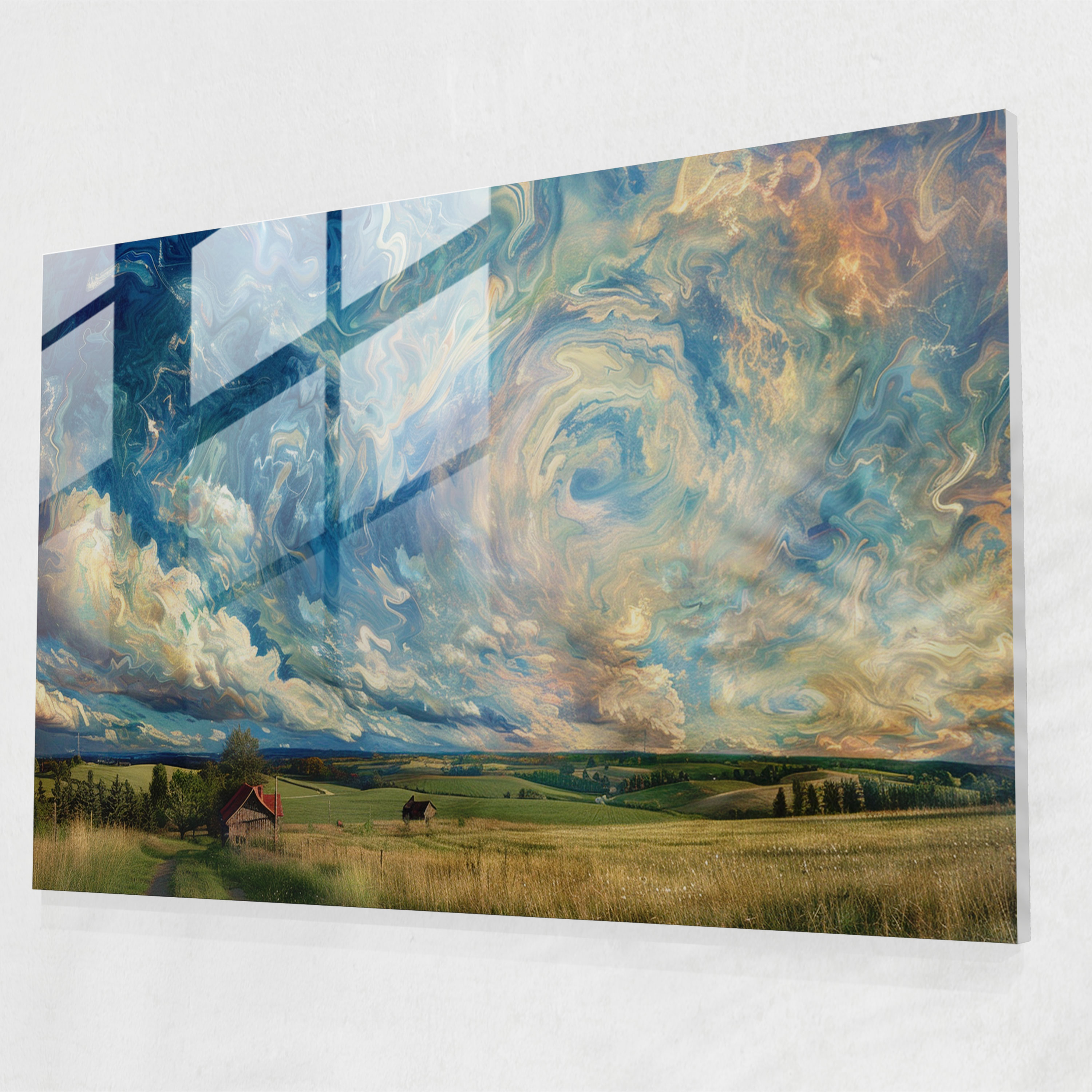 Swirling Sky Glass Print - Post-Impressionism, Wall Decoration, Home Decoration, Post-Impressionism