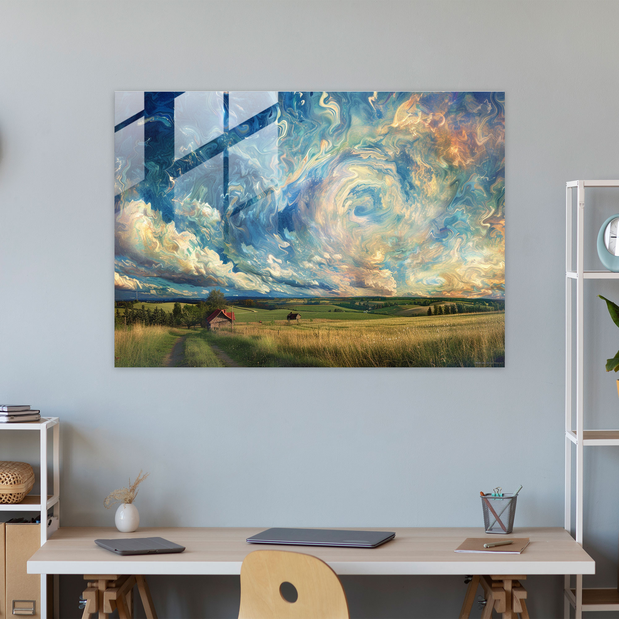 Swirling Sky Glass Print - Post-Impressionism, Wall Decoration, Home Decoration, Post-Impressionism