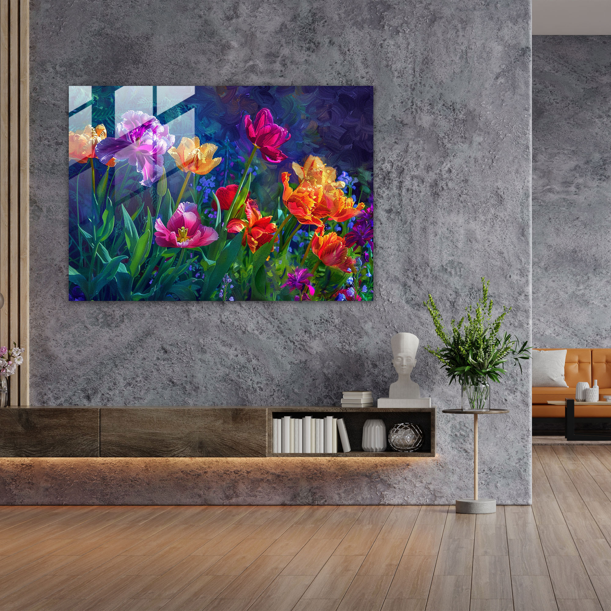 Floral Garden Glass Wall Art - Post-Impressionism, Home Decoration, Post-Impressionism, Modern Art