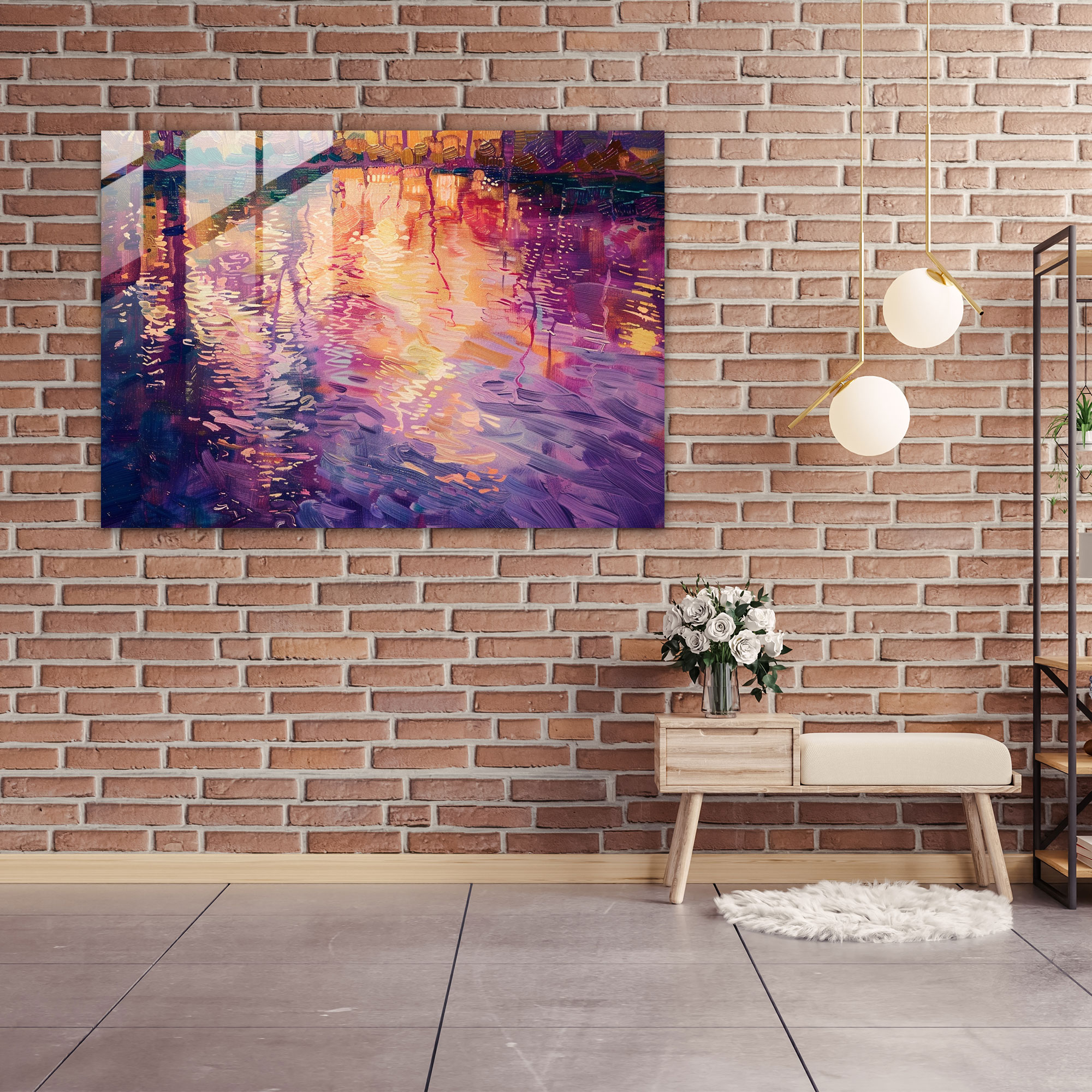 Reflections Glass Wall Art - Post-Impressionism, Post-Impressionism, Home Decoration, Glass Wall Art