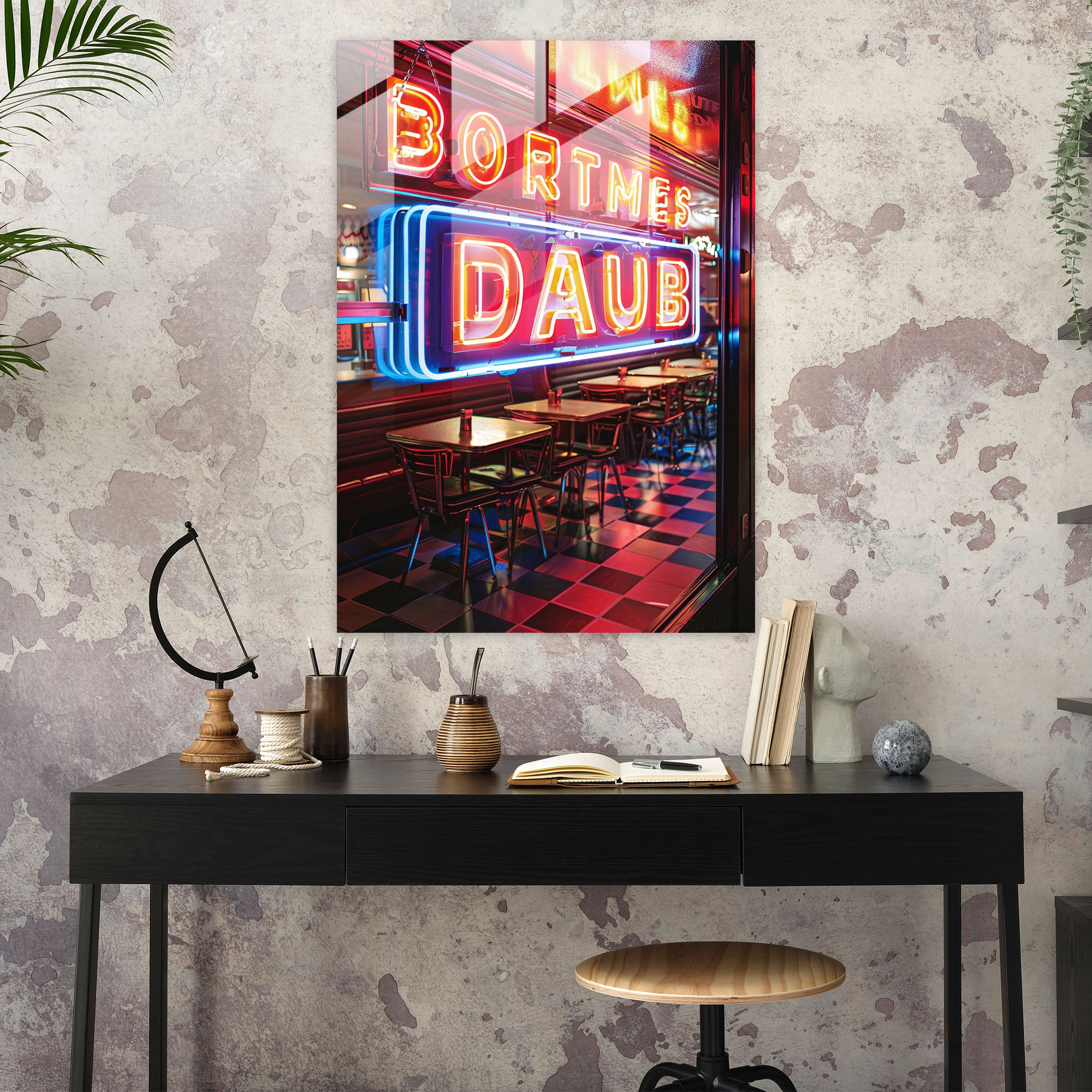 Popart Style Glass Wall Art - Popart, Popart Style, Neon Lights, Glass Wall Art