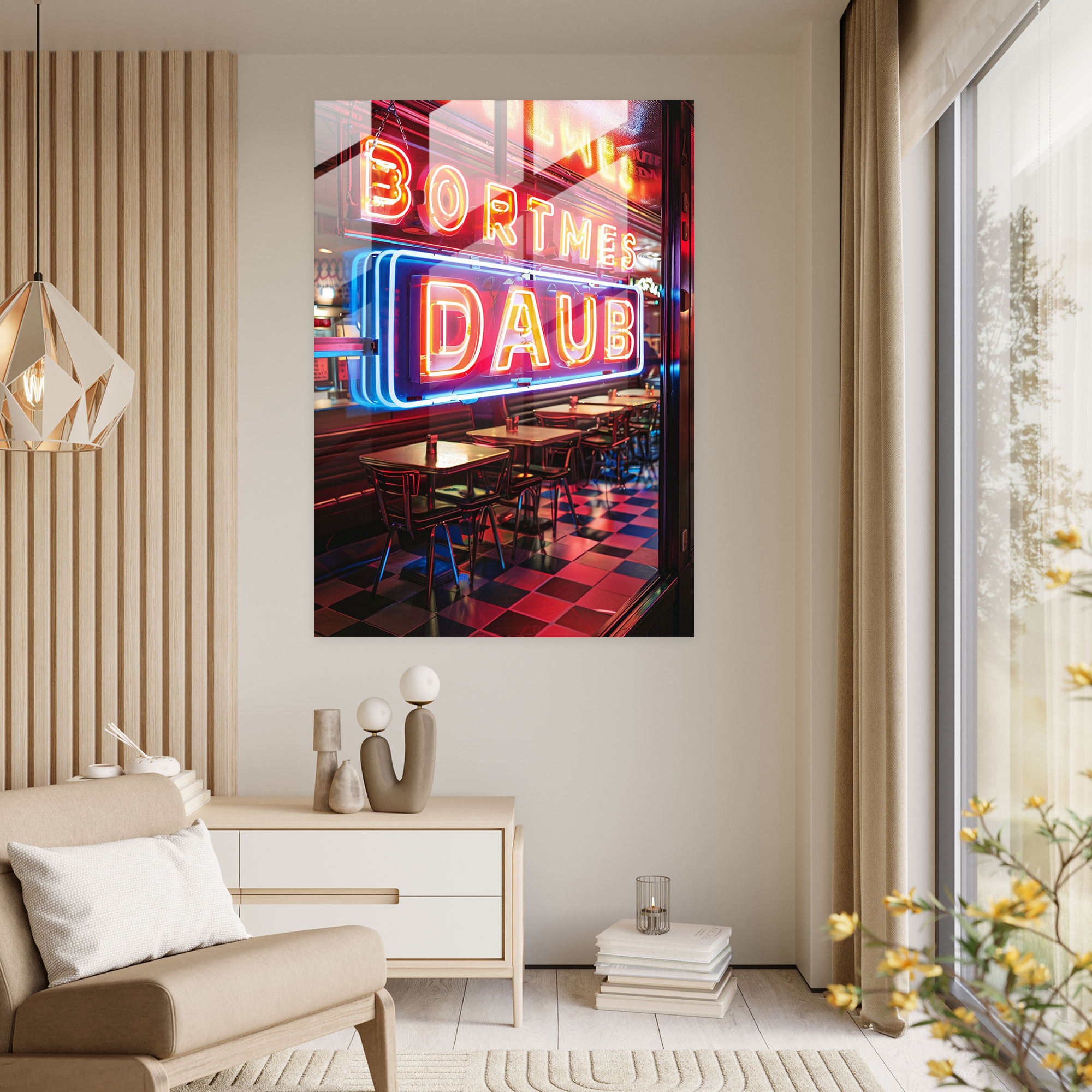 Popart Style Glass Wall Art - Popart, Popart Style, Neon Lights, Glass Wall Art
