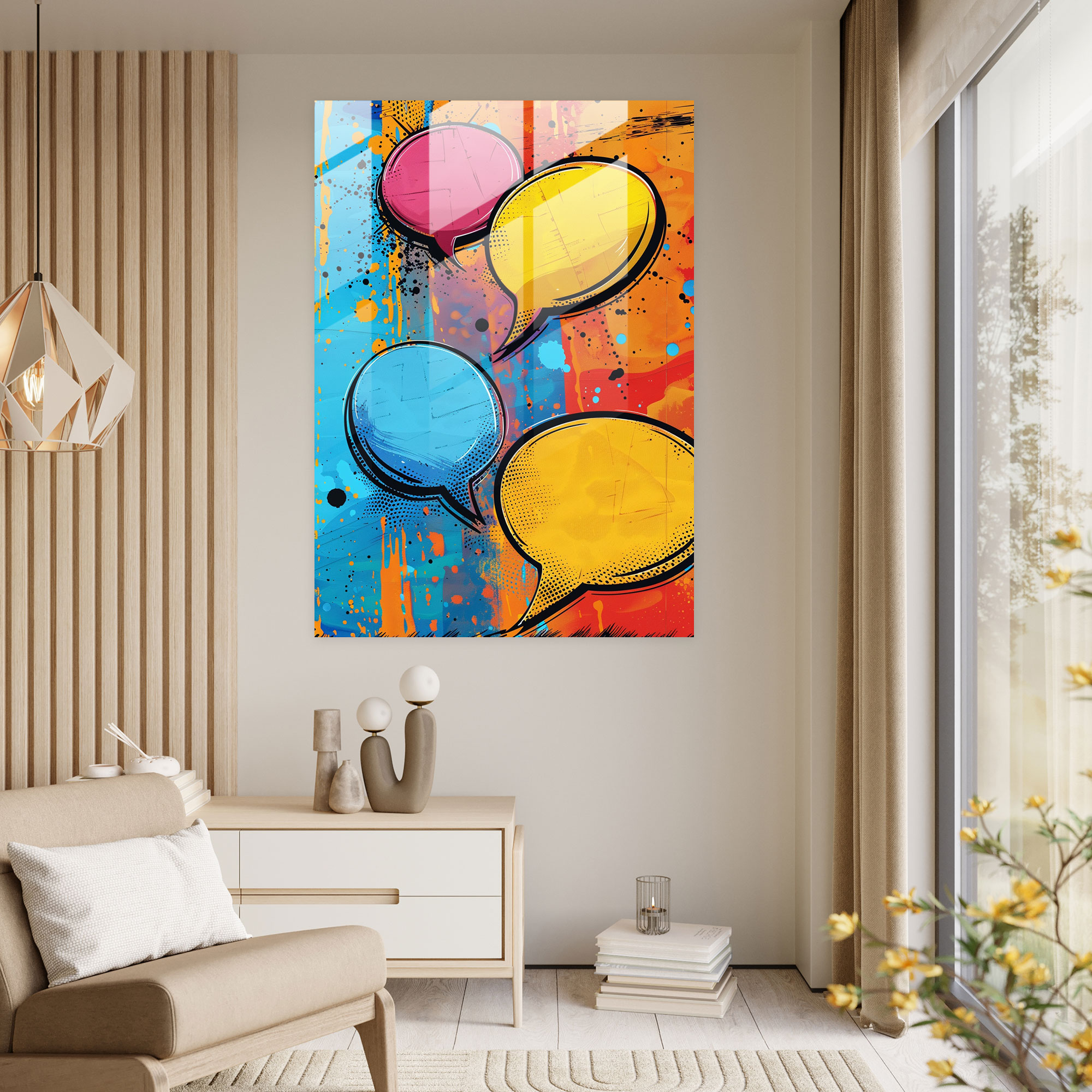 Popart Style Glass Wall Art - Popart, Wall Decoration, Comic Book, Popart Style