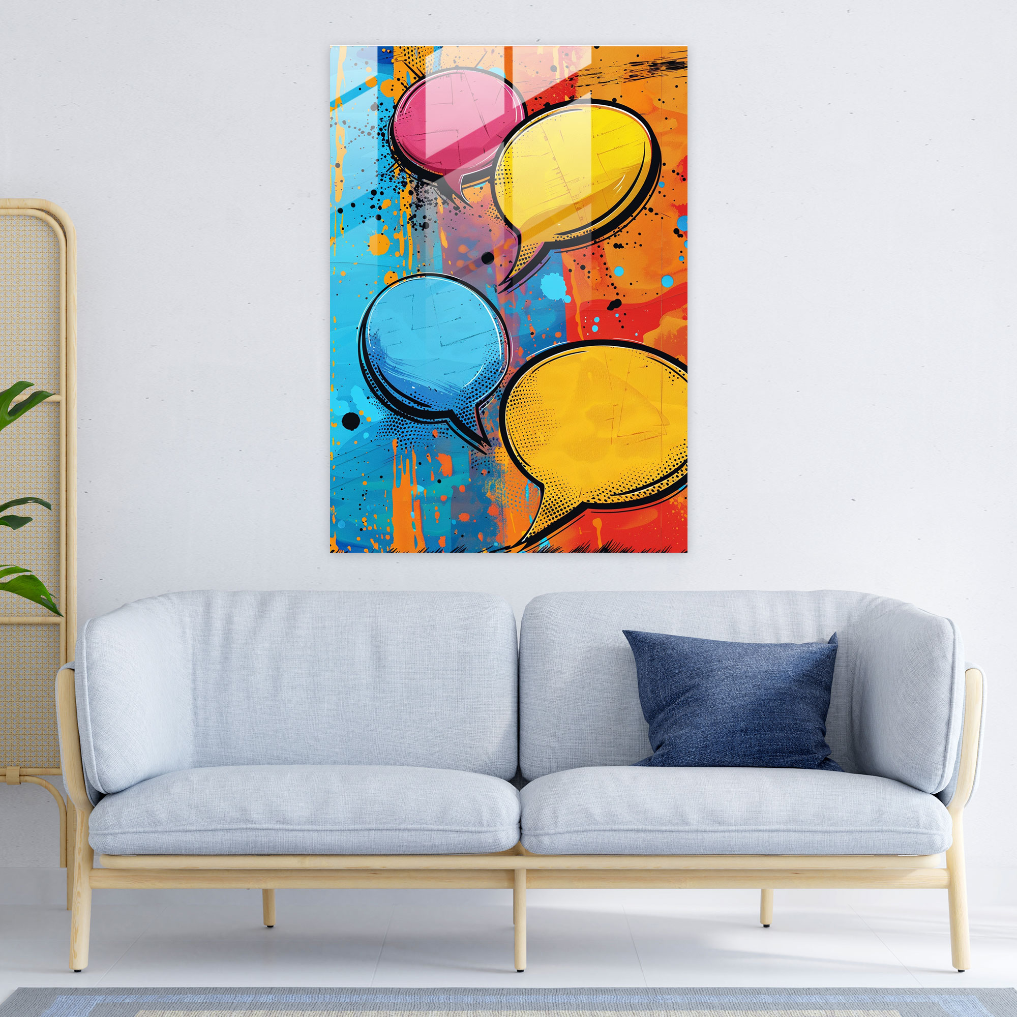 Popart Style Glass Wall Art - Popart, Wall Decoration, Comic Book, Popart Style