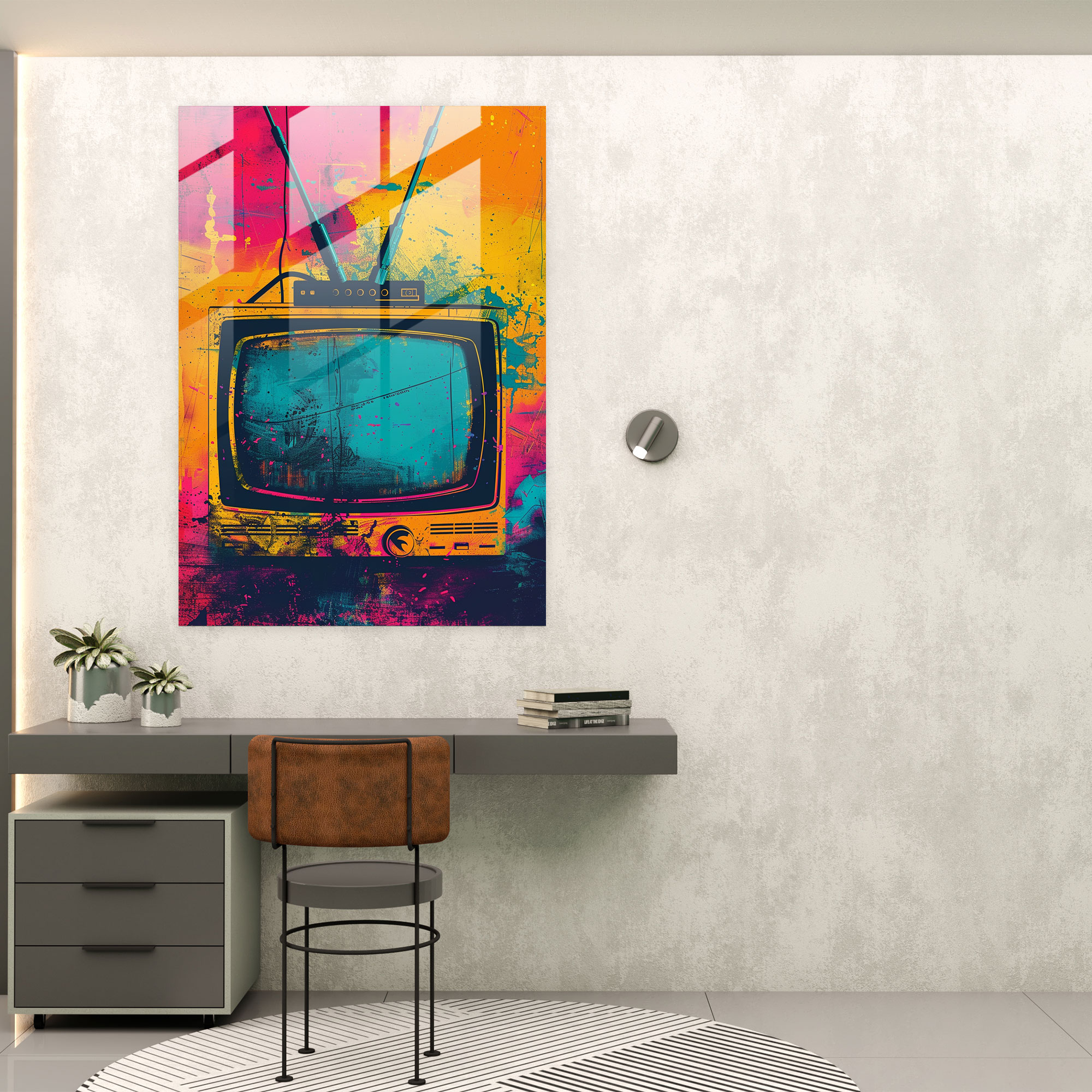 Popart Style Glass Wall Art - Popart, Popart Style, Glass Wall Art, Retro Television