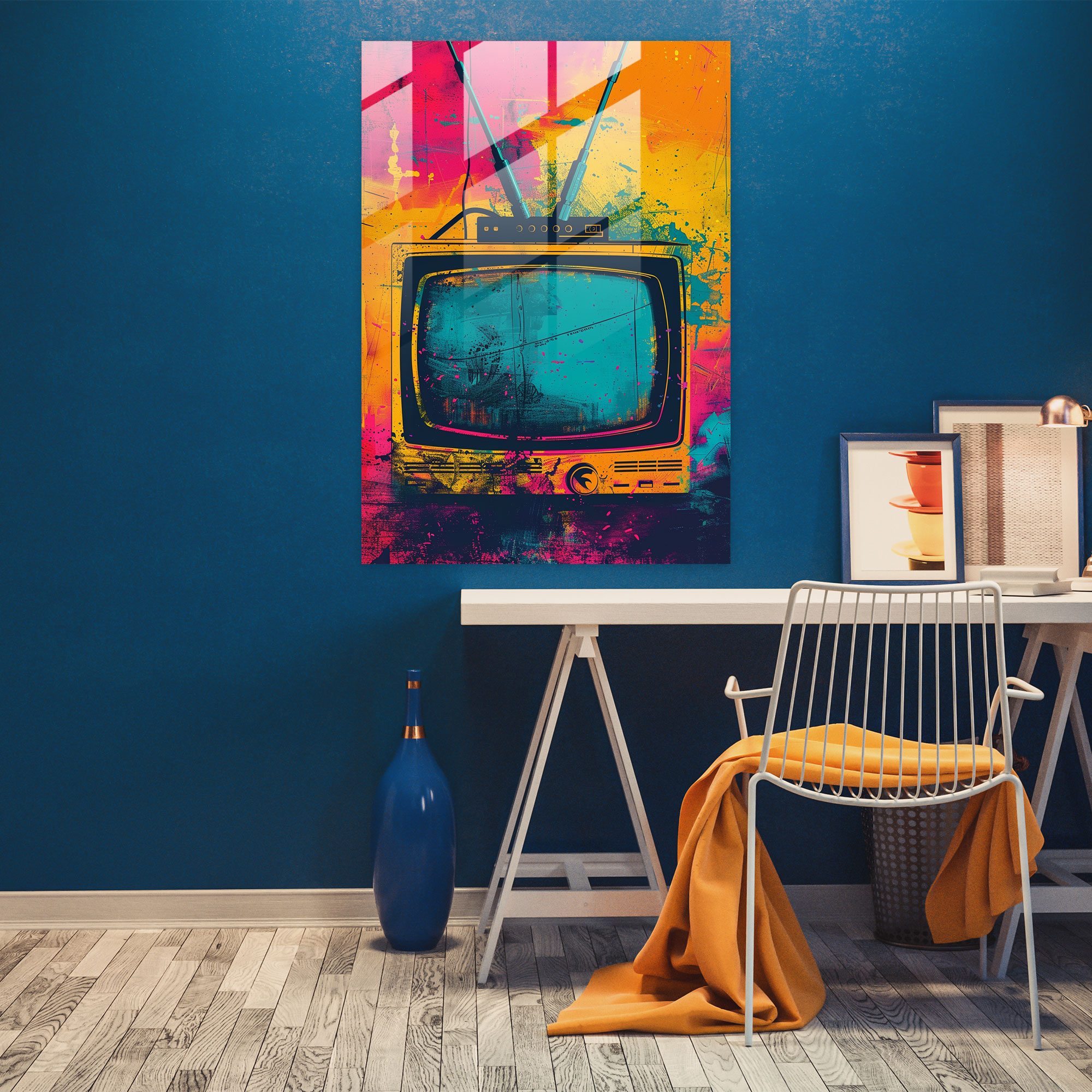 Popart Style Glass Wall Art - Popart, Popart Style, Glass Wall Art, Retro Television