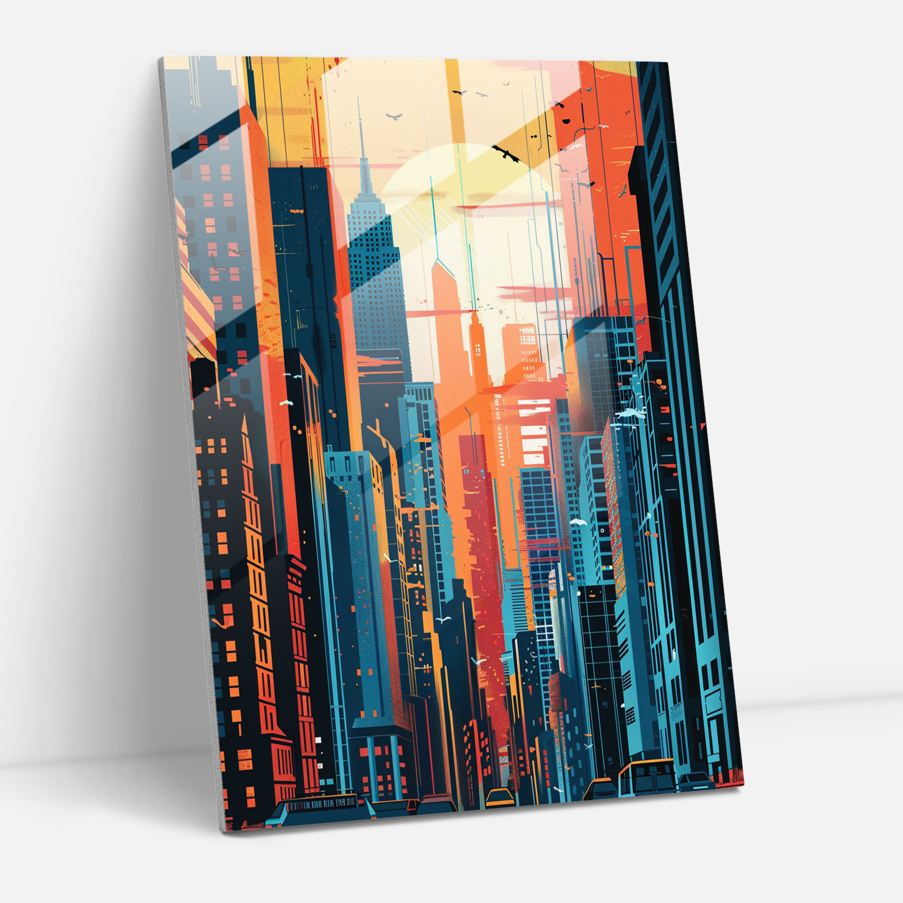 Popart Style Glass Wall Art - Popart, Glass Wall Art, Wall Decoration, Cityscape