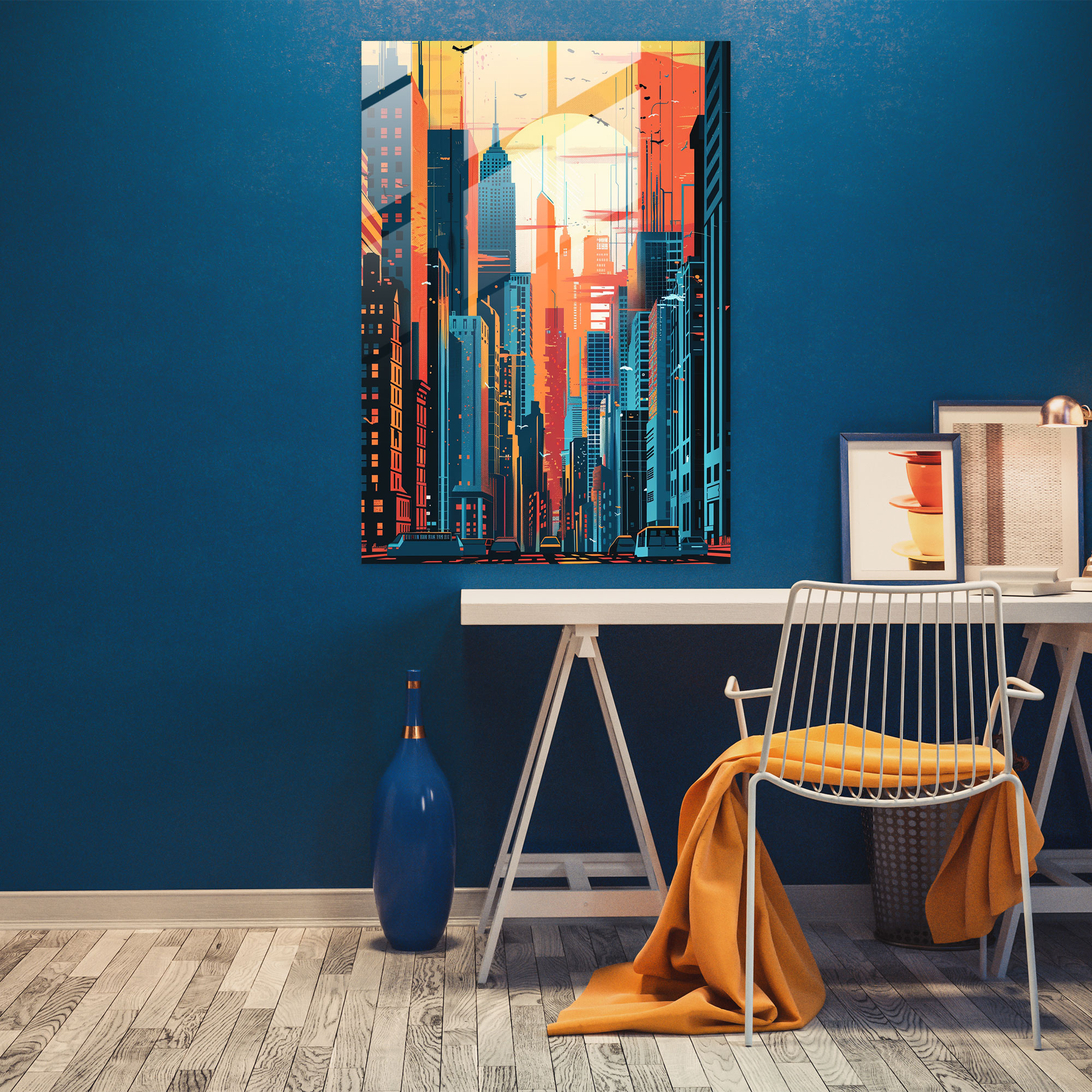 Popart Style Glass Wall Art - Popart, Glass Wall Art, Wall Decoration, Cityscape