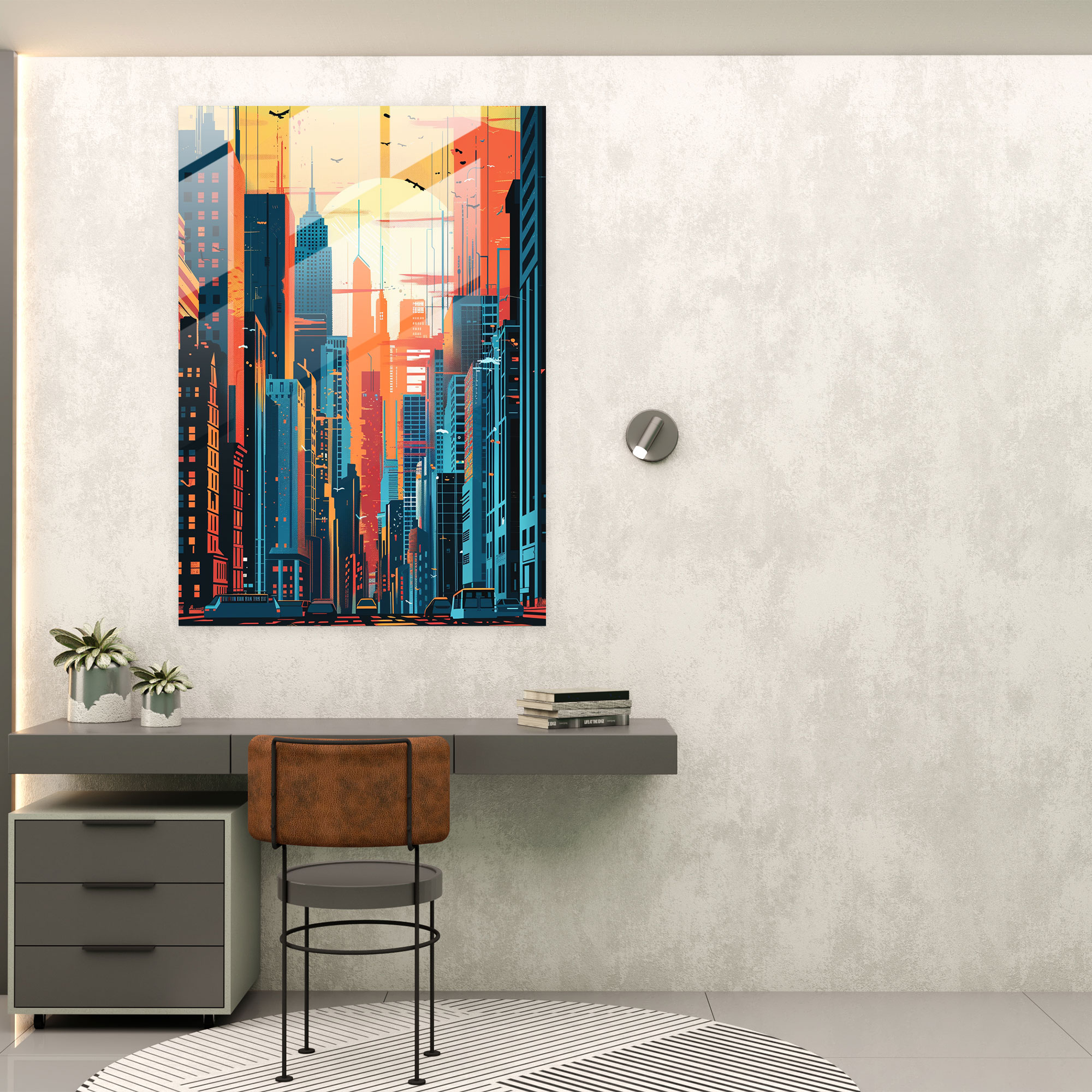 Popart Style Glass Wall Art - Popart, Glass Wall Art, Wall Decoration, Cityscape