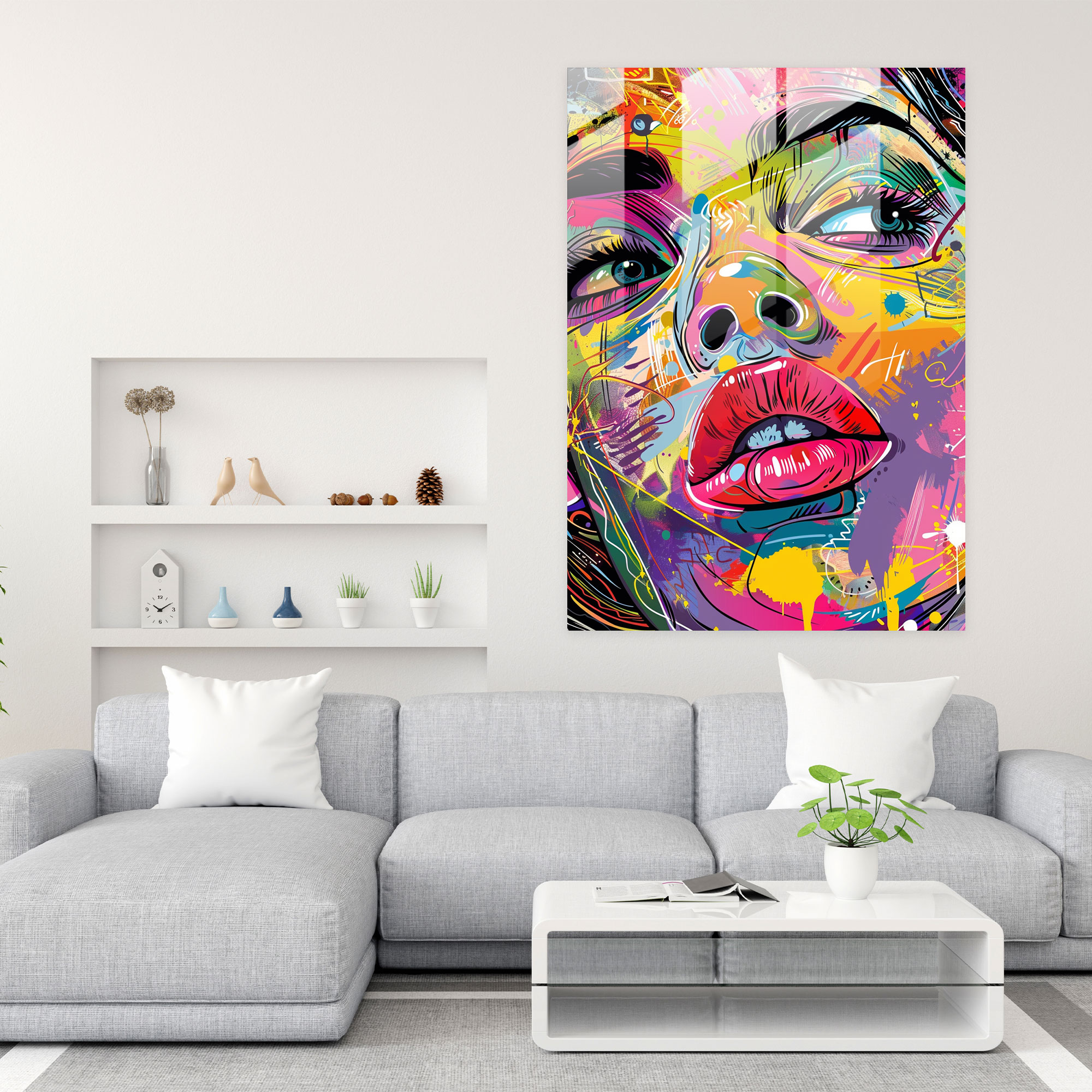 Popart Style Glass Art - Popart, Glass Print, Wall Decoration, Modern Art
