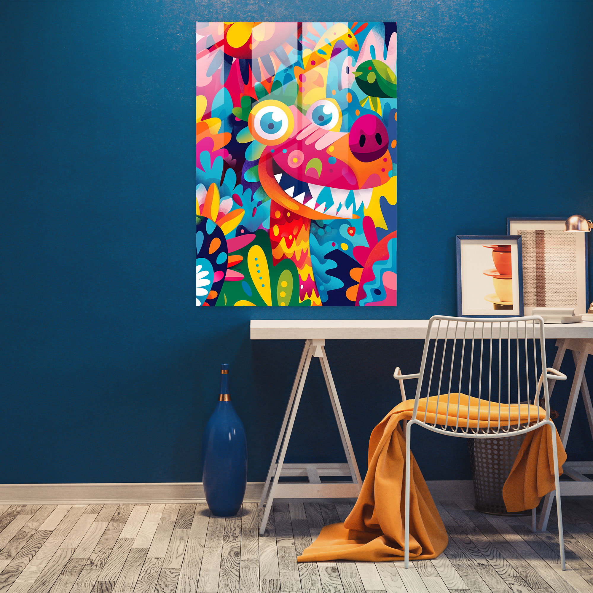Popart Style Home Decoration - Popart, Playful Cartoon Animals, Home Decoration, Vibrant Colors