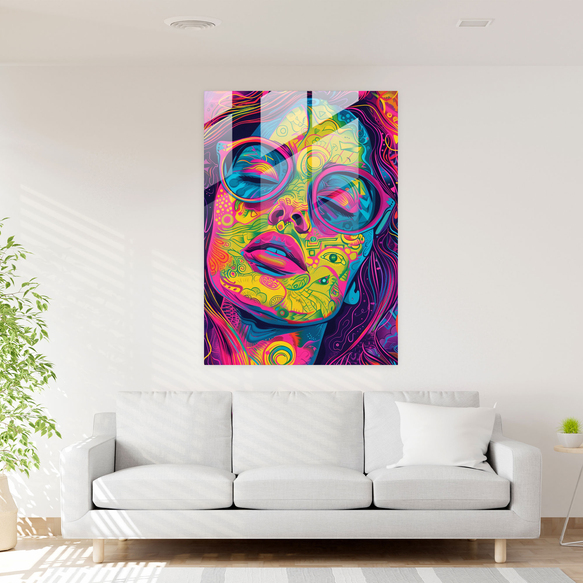 Popart Style Psychedelic Glass Print - Popart, Wall Decoration, Glass Print, Popart Style