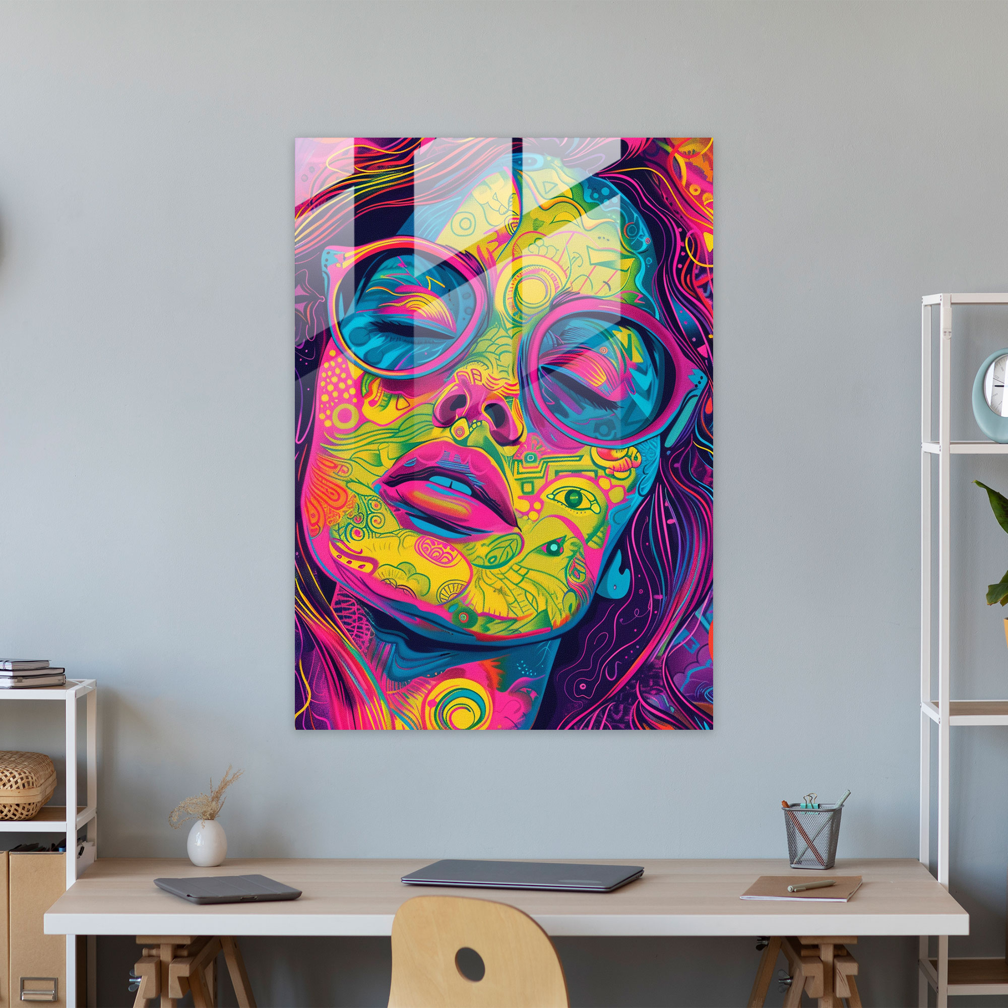 Popart Style Psychedelic Glass Print - Popart, Wall Decoration, Glass Print, Popart Style