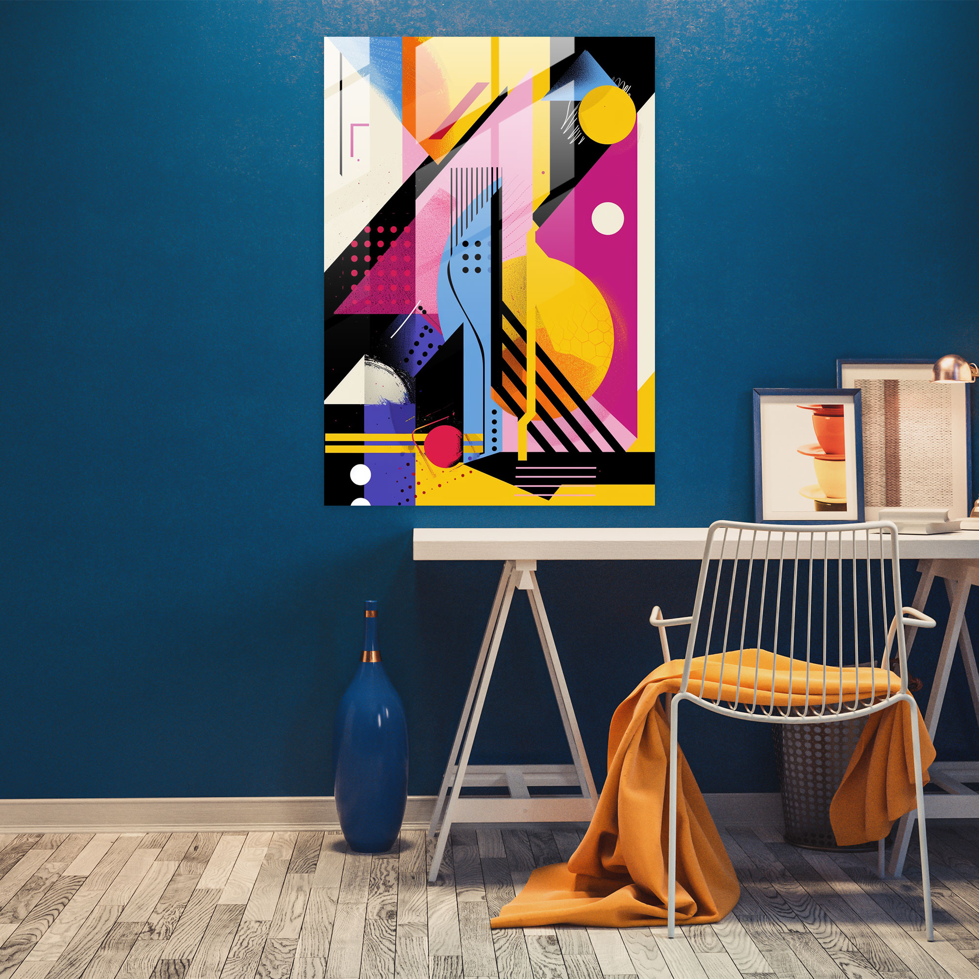 Popart Style Glass Art - Popart, Popart Style, Geometric Shapes, Bright Colors