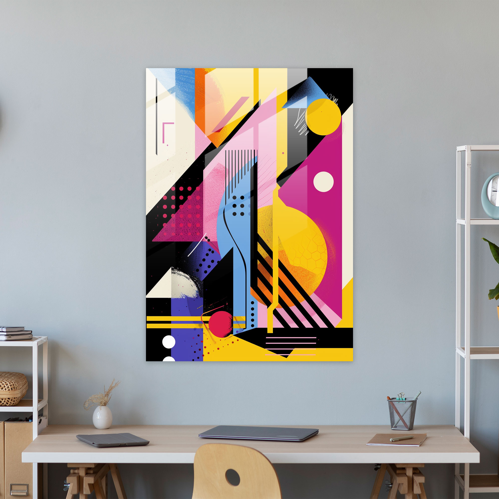 Popart Style Glass Art - Popart, Popart Style, Geometric Shapes, Bright Colors