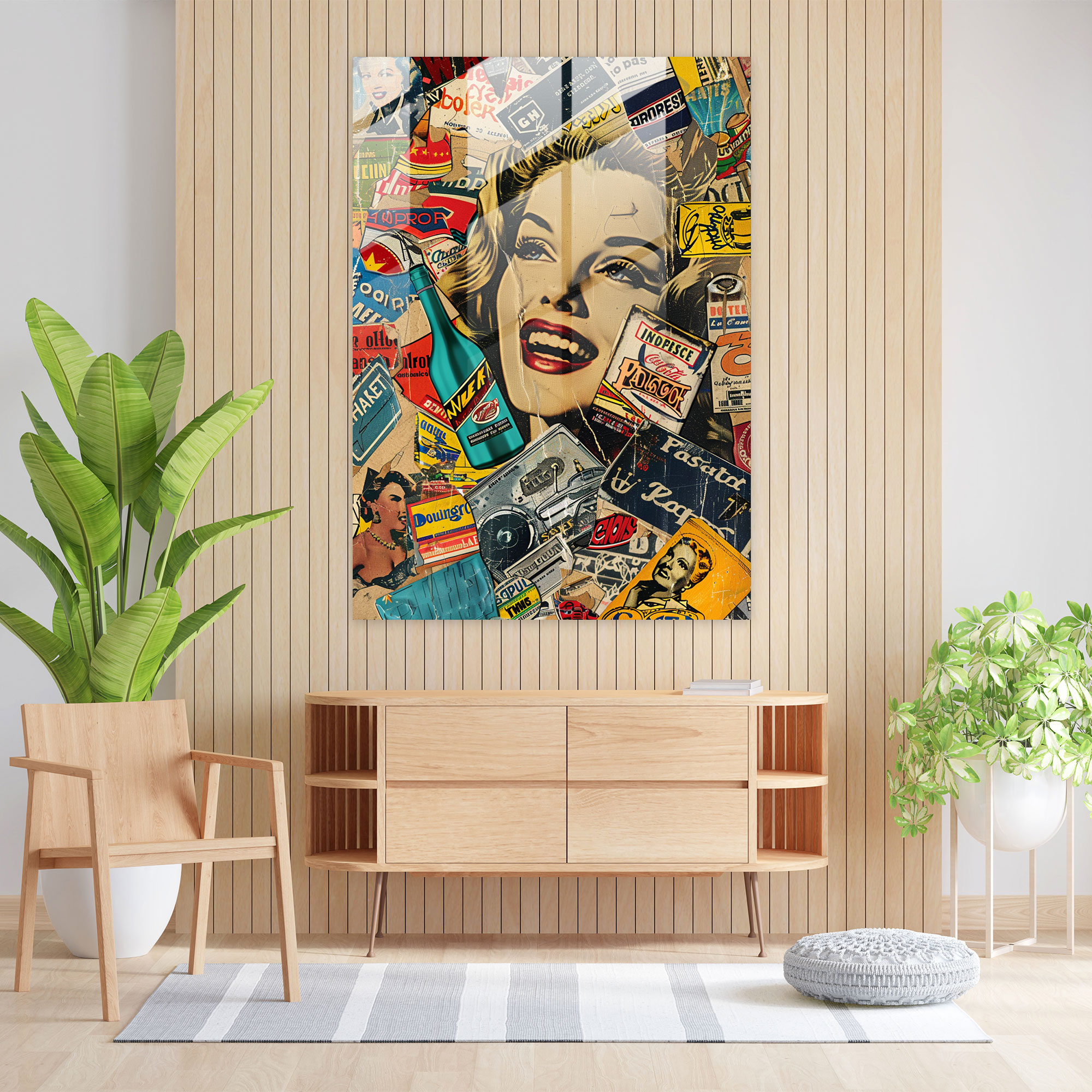 Popart Style Glass Wall Art - Popart, Eclectic, Glass Wall Art, Vintage Advertisements