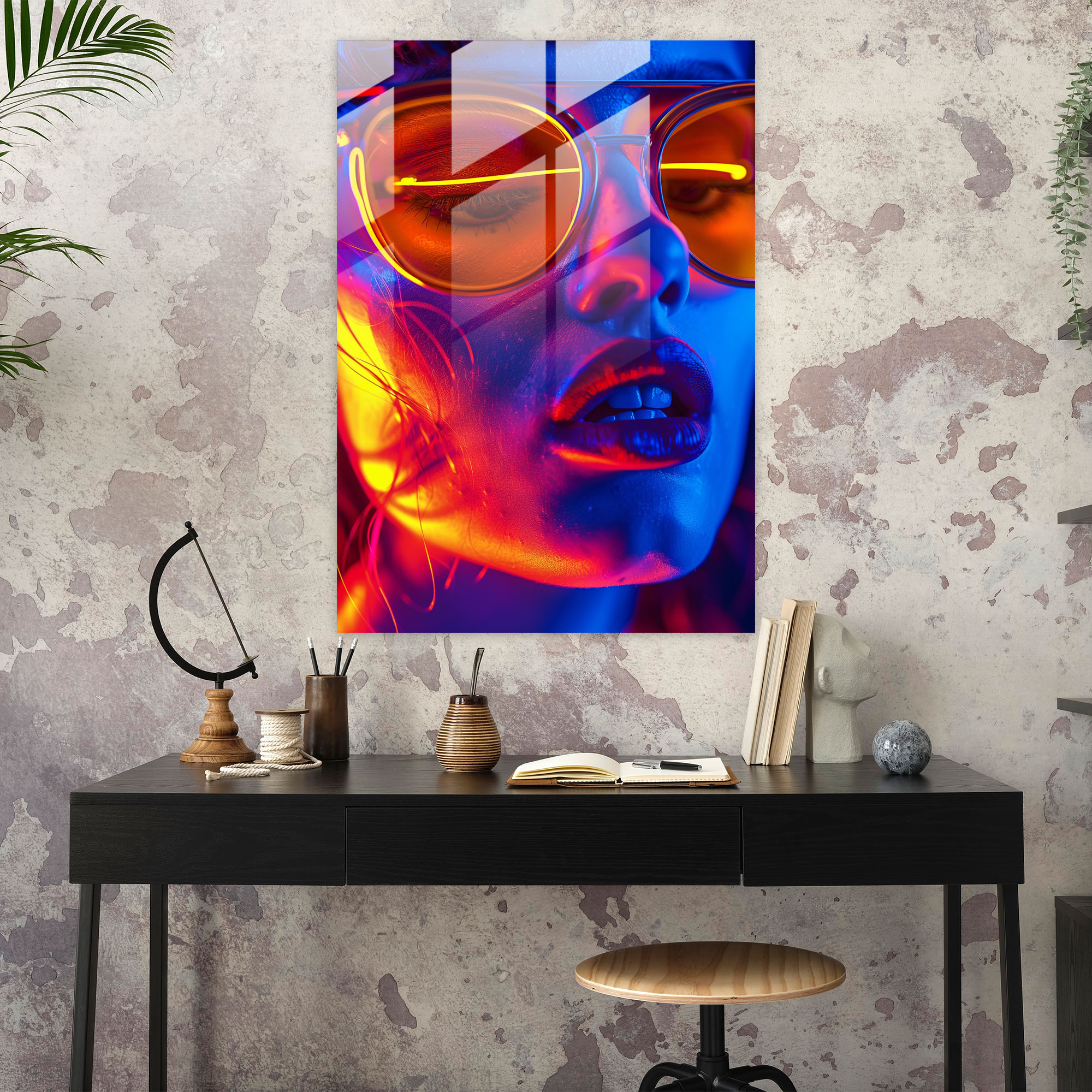 Neon Typography Glass Wall Art - Popart, Popart Style, Glass Wall Art, Modern Art