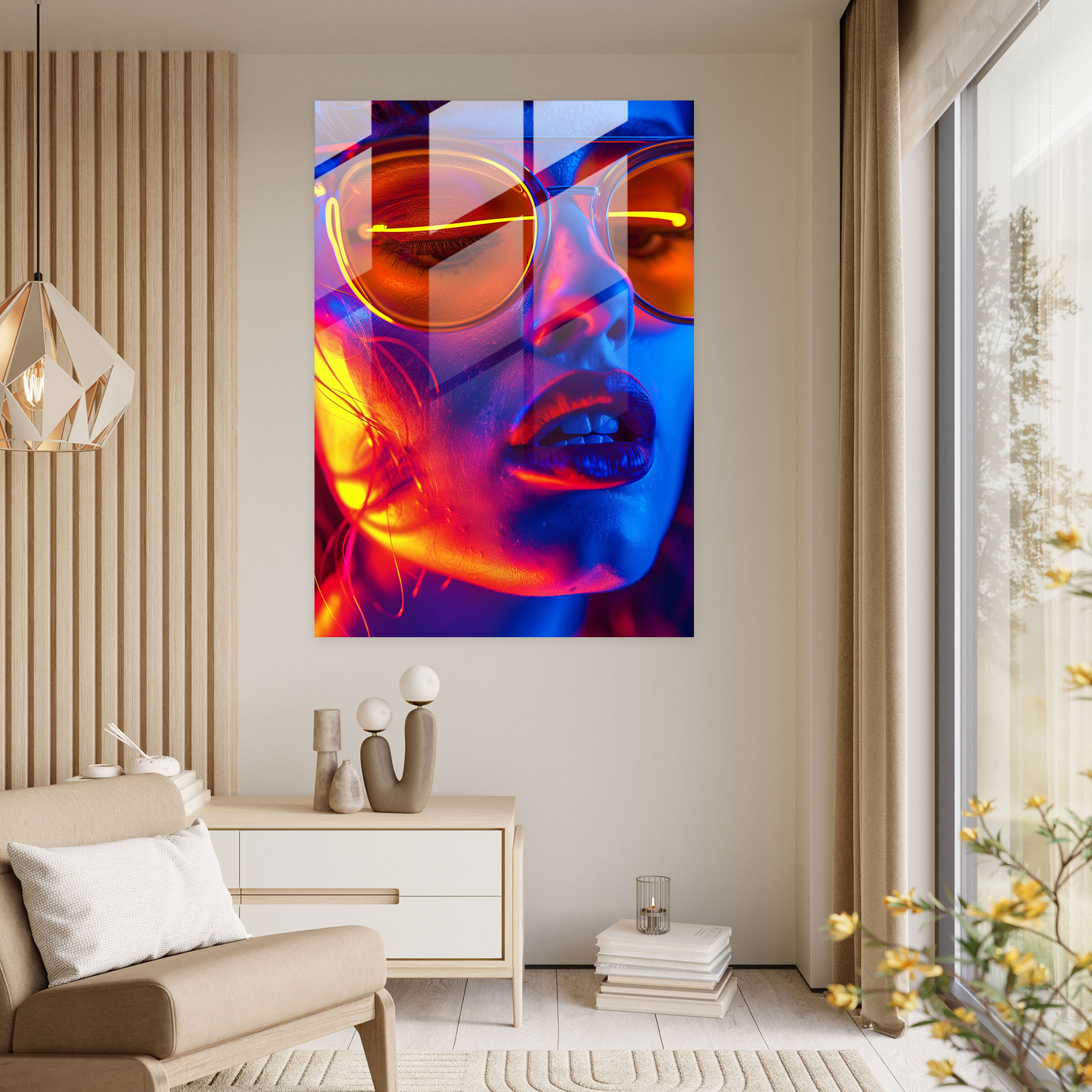 Neon Typography Glass Wall Art - Popart, Popart Style, Glass Wall Art, Modern Art