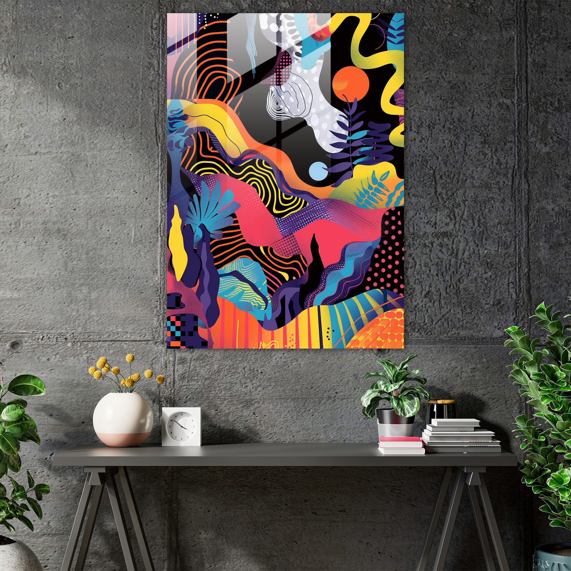 Geometric Popart Style Glass Wall Art - Popart, Popart Style, Modern Art, Wall Decoration