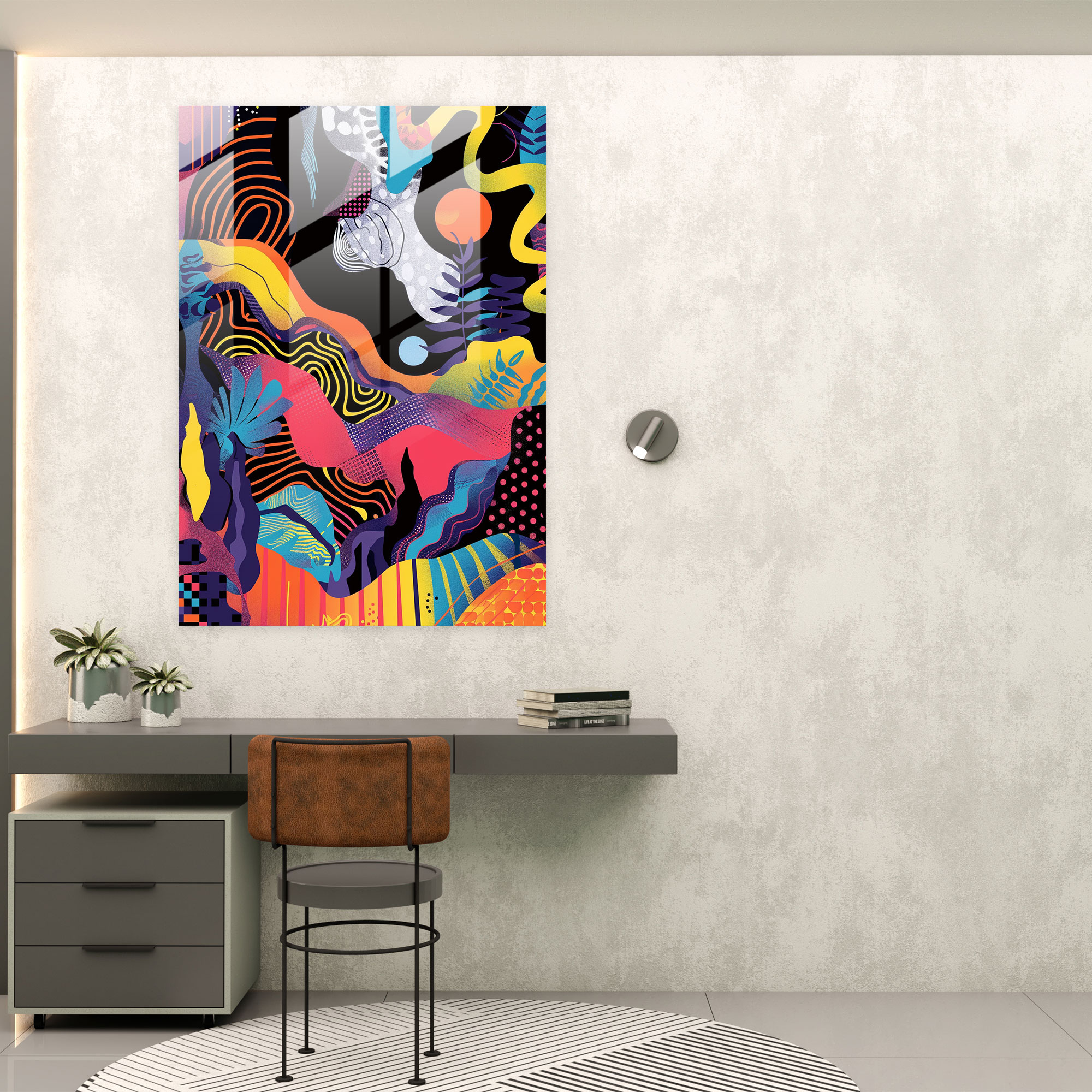Geometric Popart Style Glass Wall Art - Popart, Popart Style, Modern Art, Wall Decoration
