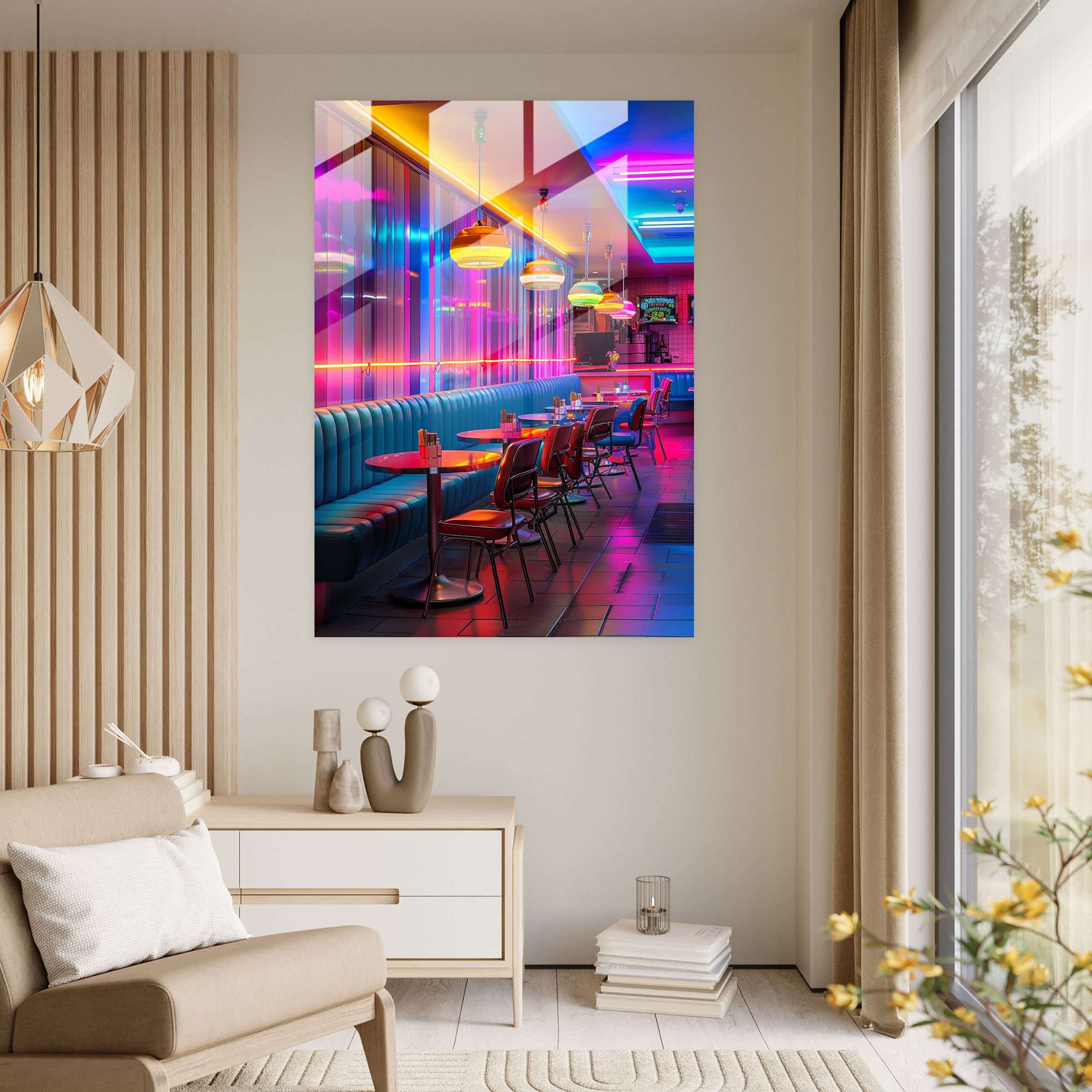 Popart Style Glass Wall Art - Popart, Neon Lights, Glass Art, Modern Art