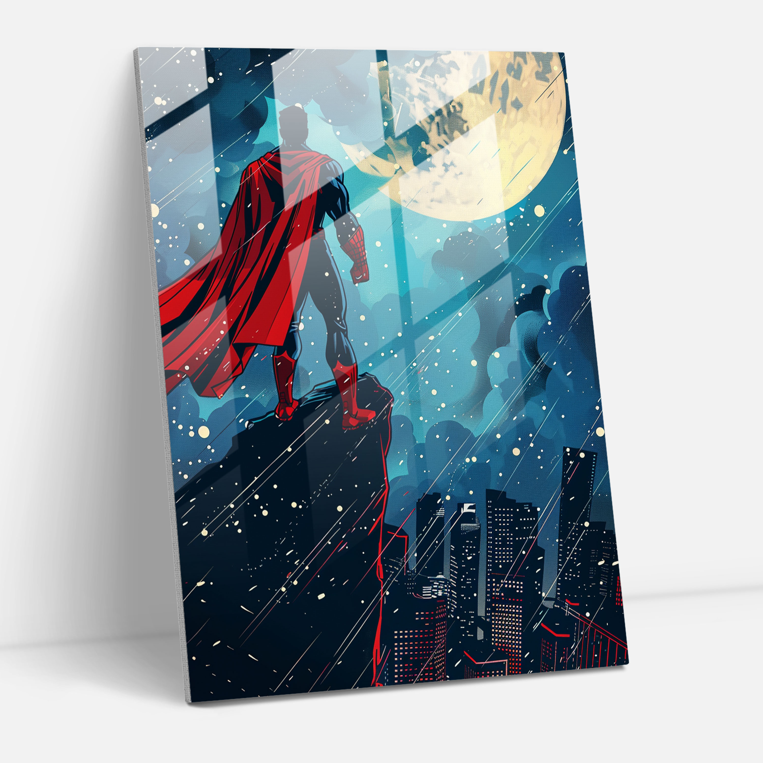 Popart Style Glass Print - Popart, Vibrant, Comic Book Superhero, Wall Decoration