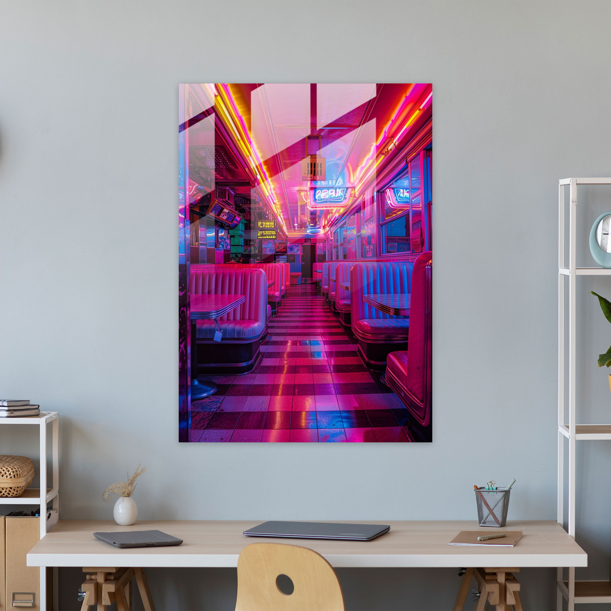 Popart Style Glass Wall Art - Popart, Captivating, Retro Diner, Wall Decoration