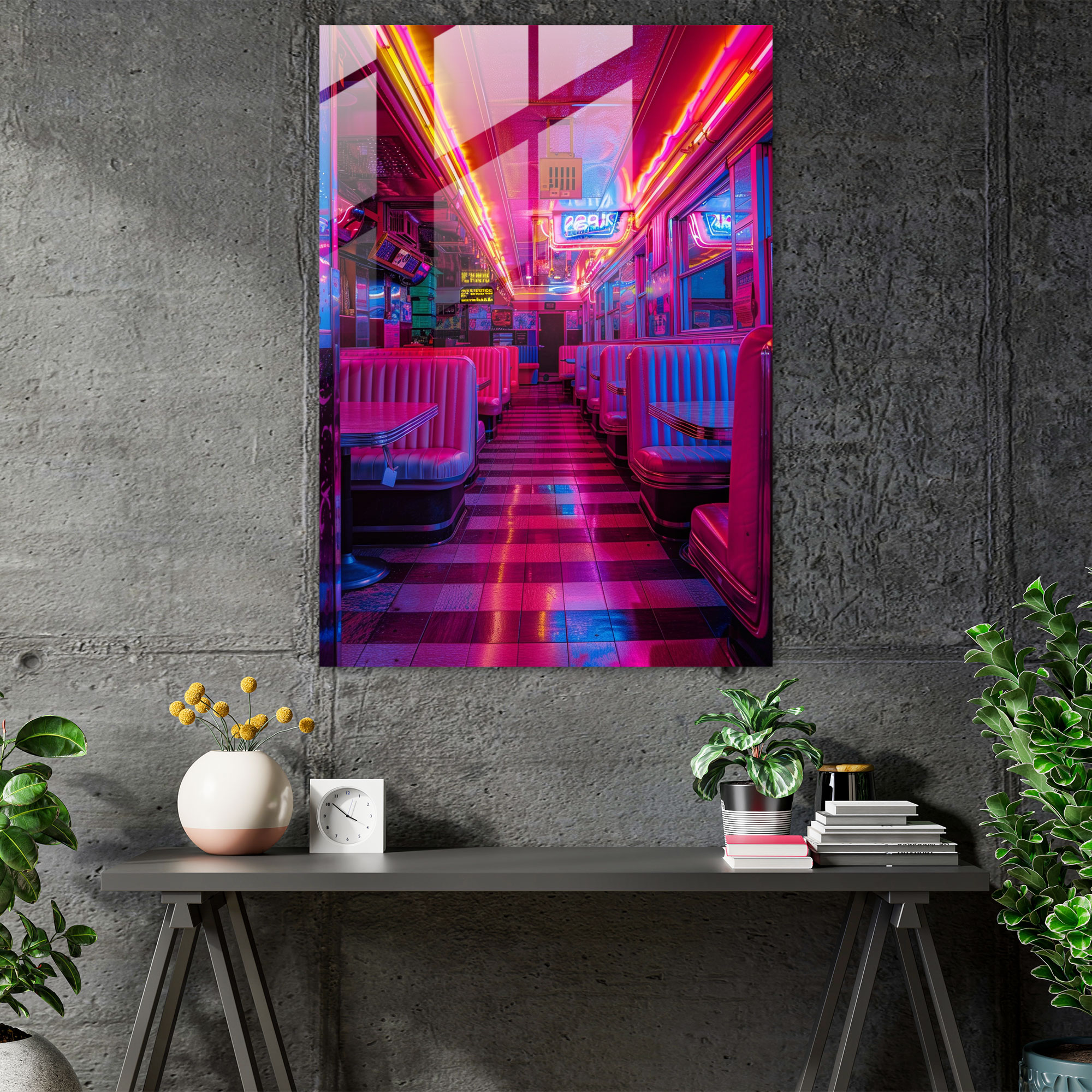 Popart Style Glass Wall Art - Popart, Captivating, Retro Diner, Wall Decoration