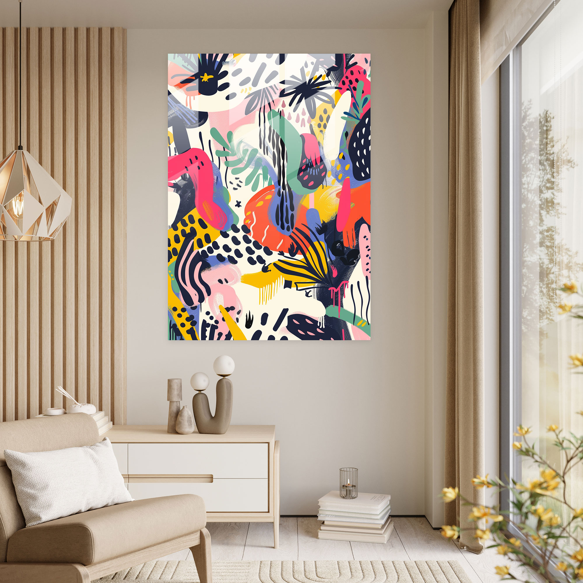 Popart Style Whimsical Glass Wall Art - Popart, Home Decoration, Charm, Glass Print