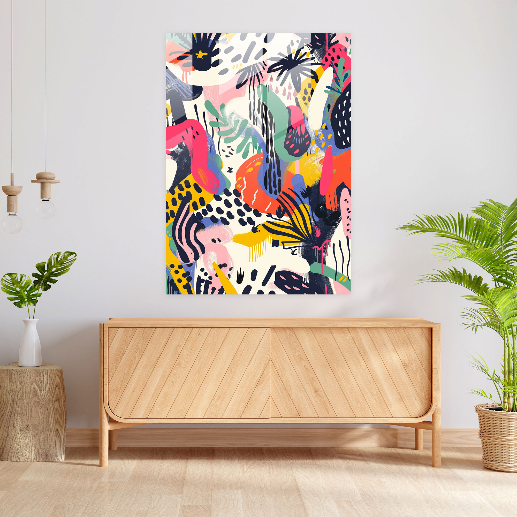 Popart Style Whimsical Glass Wall Art - Popart, Home Decoration, Charm, Glass Print