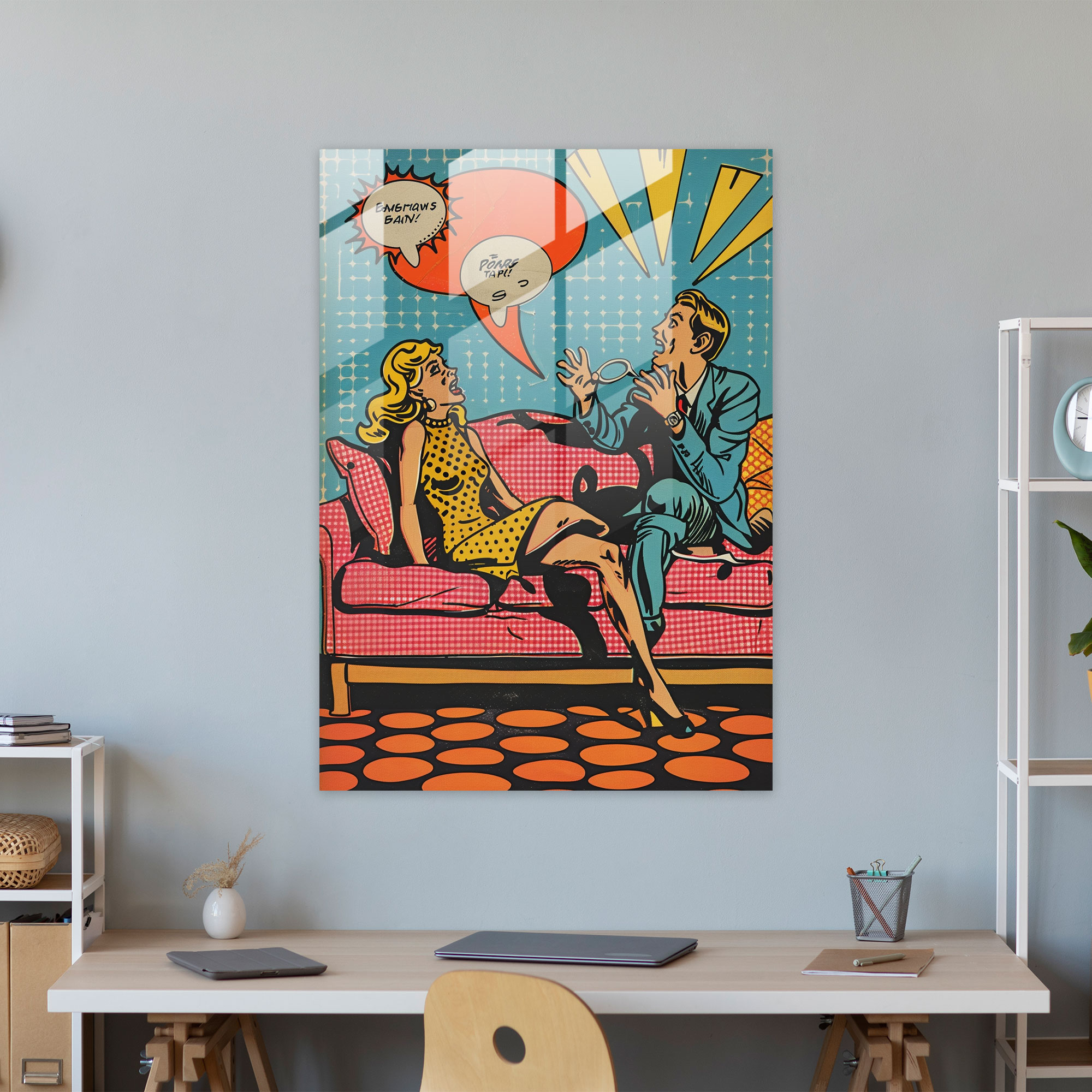 Popart Style Wall Decoration - Popart, Playful, Glass Art, Comic Book
