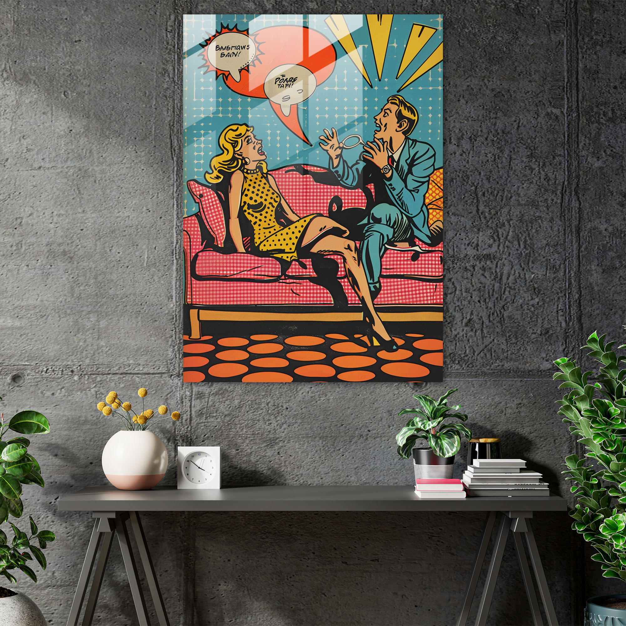 Popart Style Wall Decoration - Popart, Playful, Glass Art, Comic Book