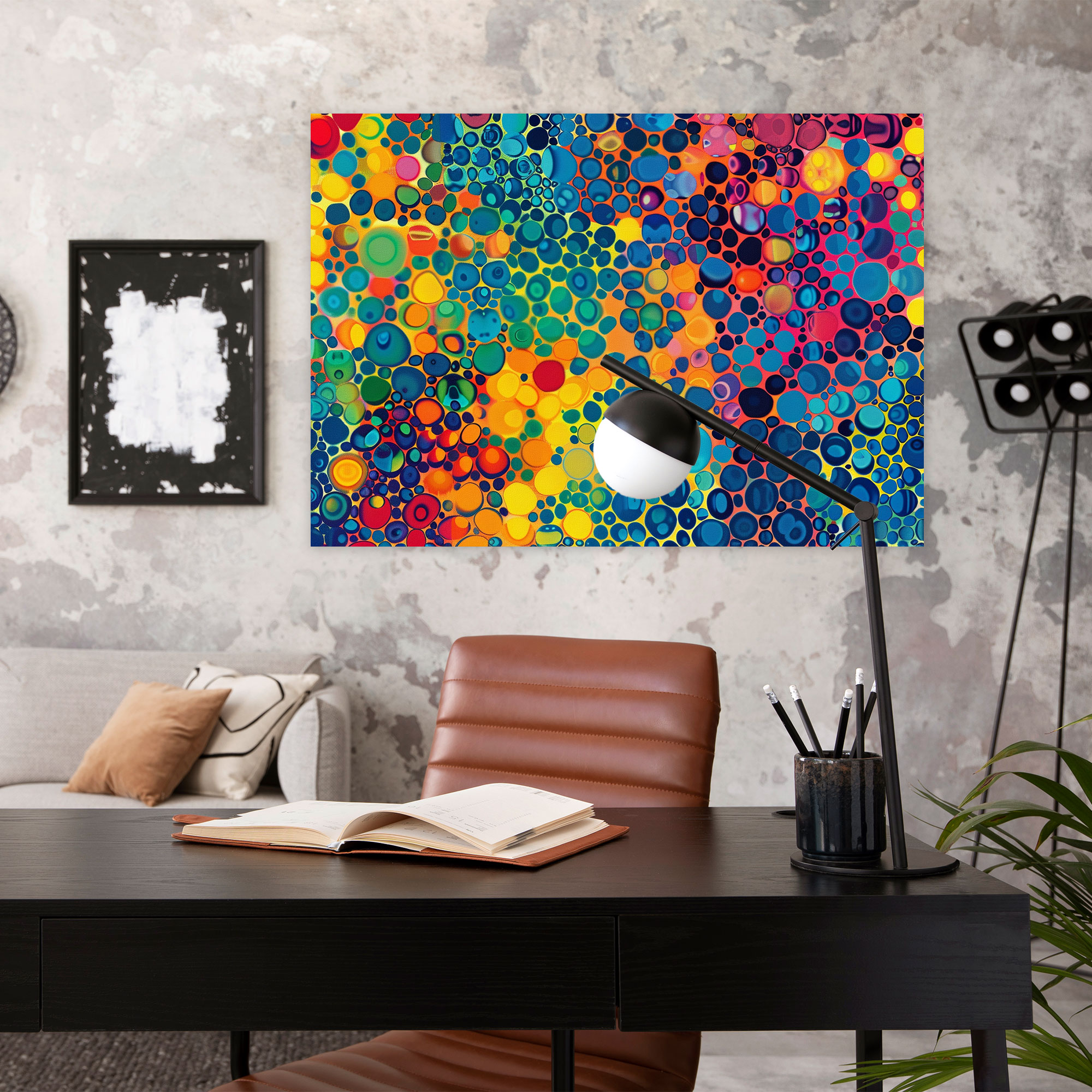 Colorful Abstract Pointillism Canvas Print - Pointillism, Canvas Print, Colorful, Wall Decoration