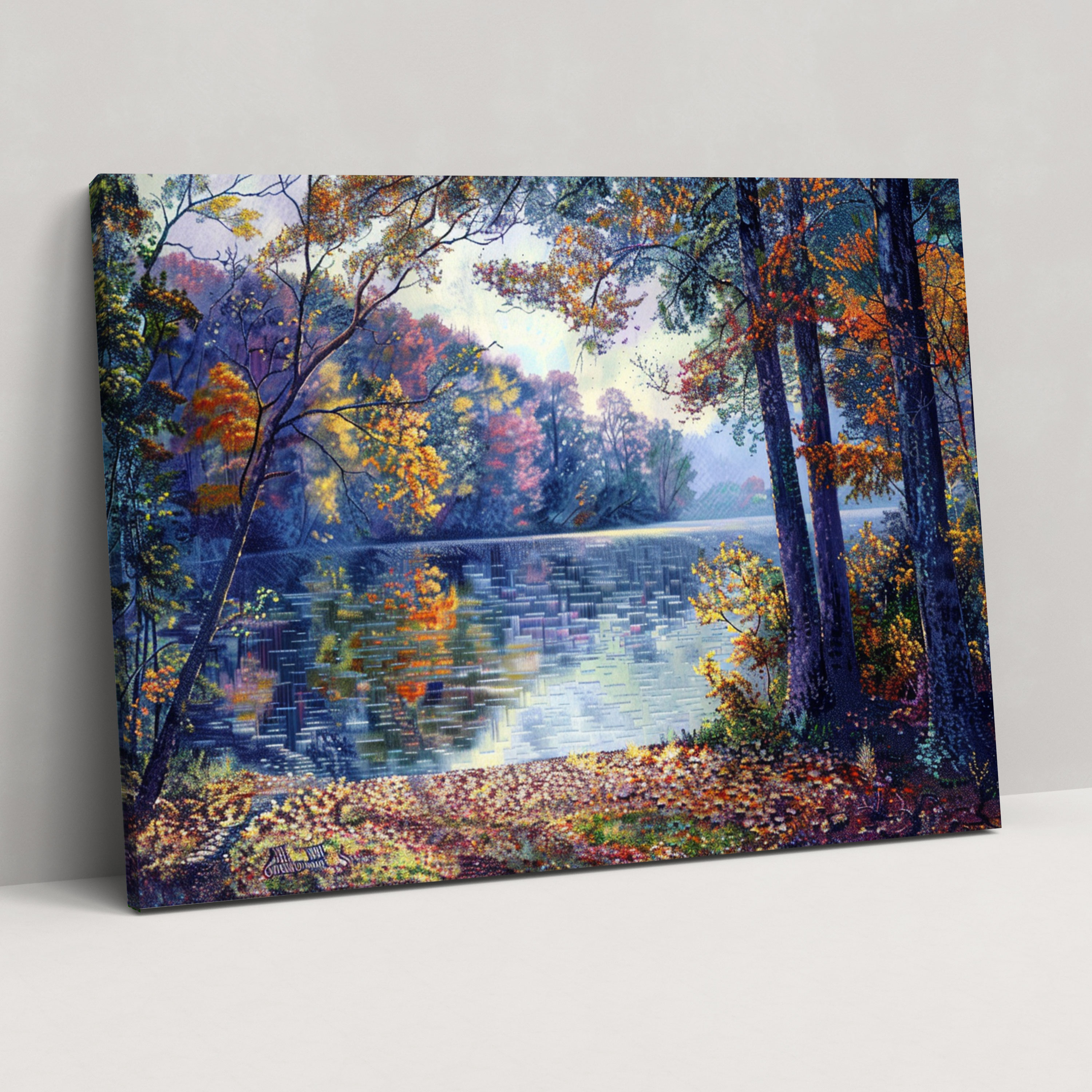 Nature Landscape Pointillism Wall Art - Pointillism, Home Decoration, Wall Decoration, Pointillism