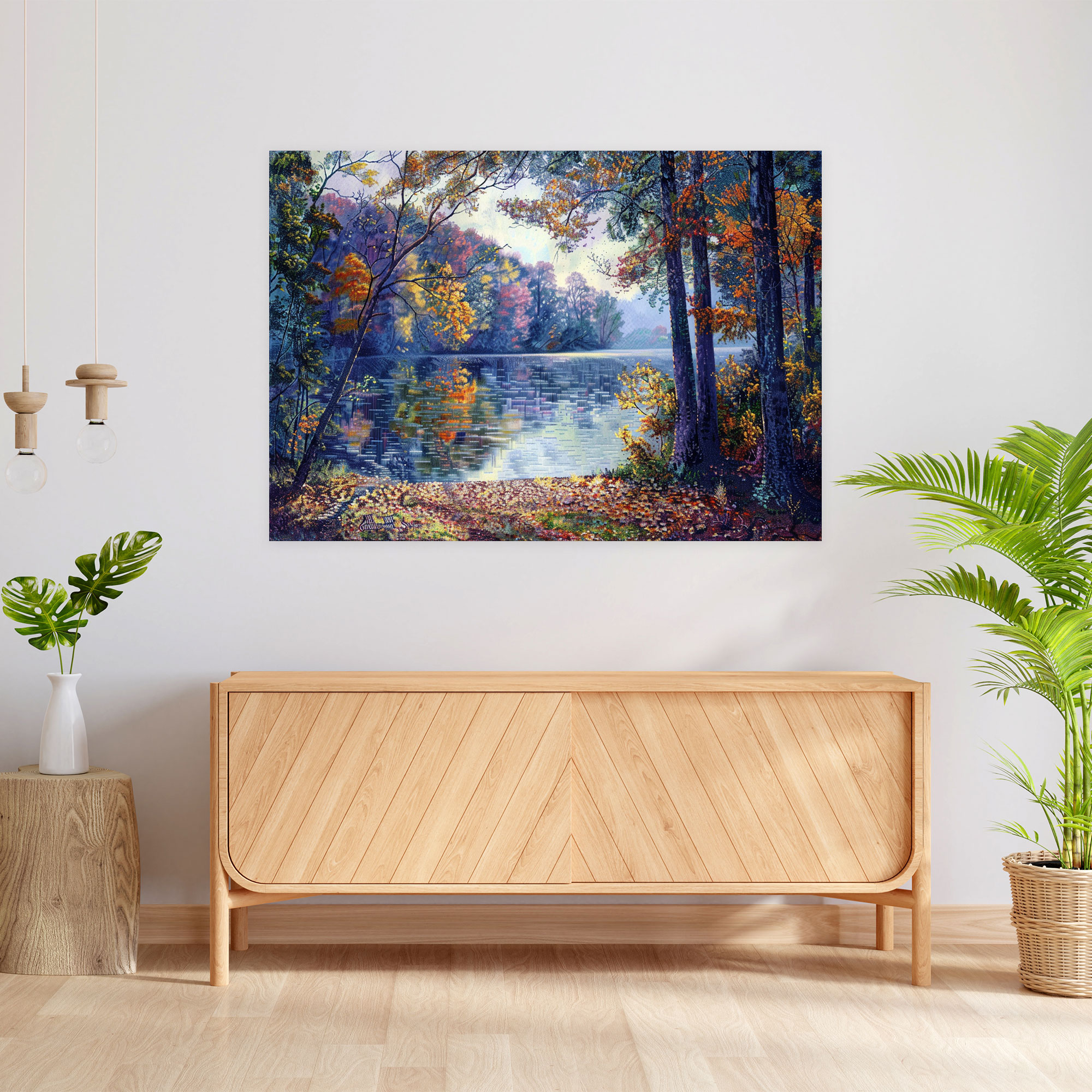 Nature Landscape Pointillism Wall Art - Pointillism, Home Decoration, Wall Decoration, Pointillism