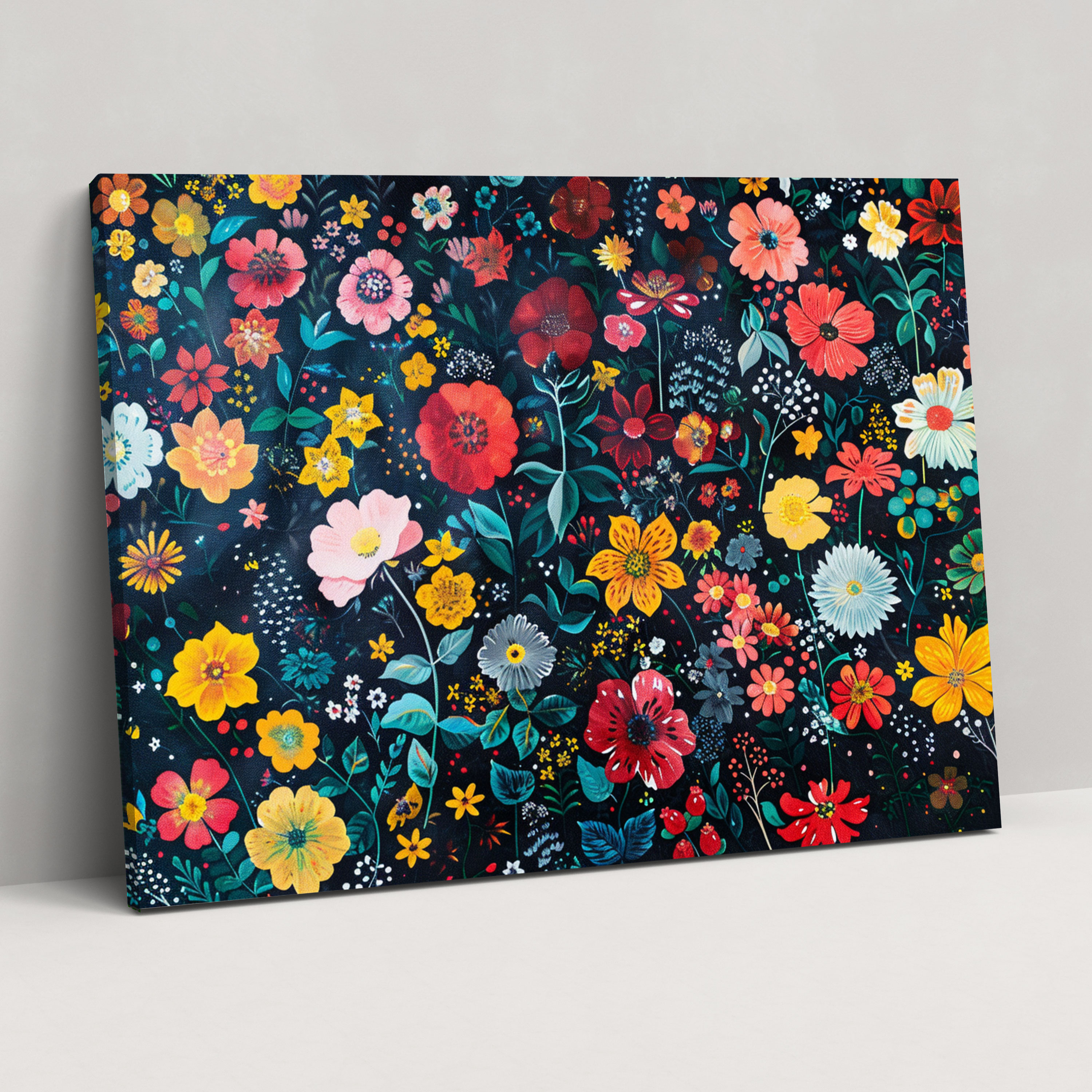 Floral Pointillism Canvas Print - Pointillism, Floral, Wall Decoration, Canvas Print