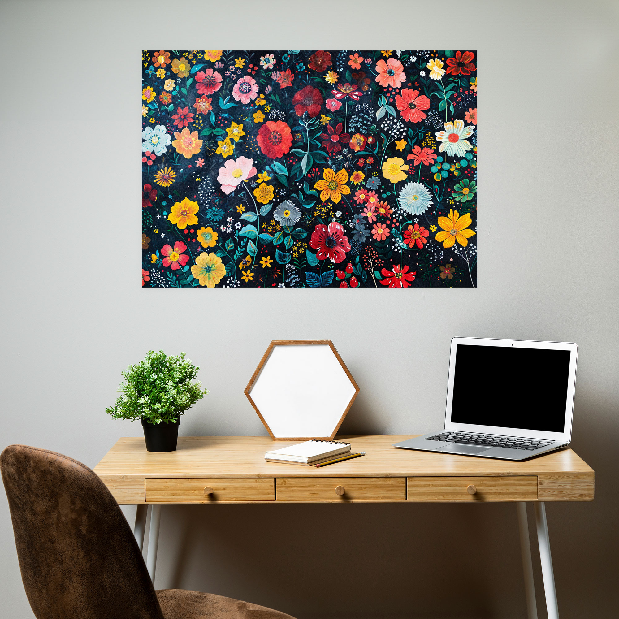 Floral Pointillism Canvas Print - Pointillism, Floral, Wall Decoration, Canvas Print