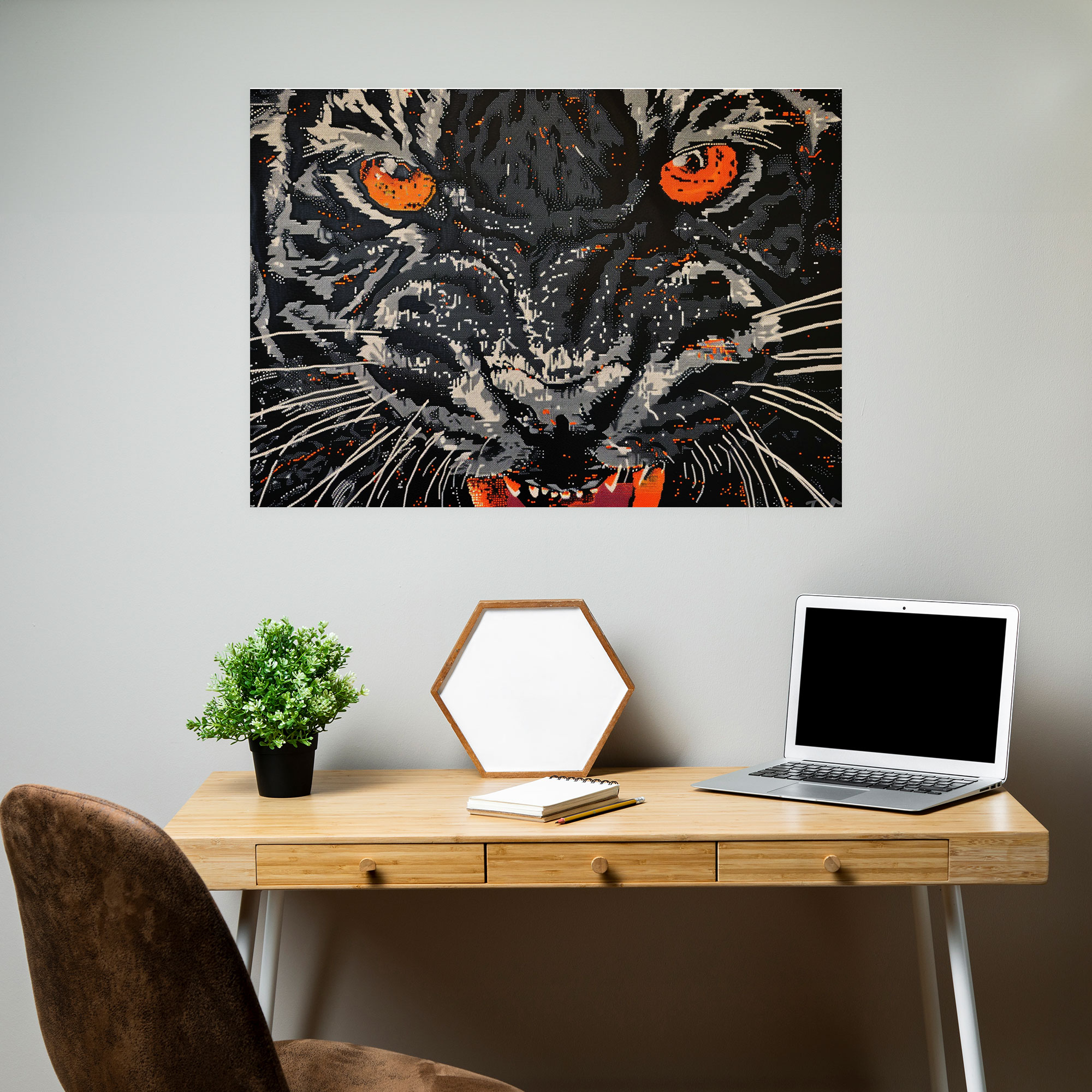 Animal Portrait Pointillism Wall Decoration - Pointillism, Wall Decoration, Wall Art, Pointillism