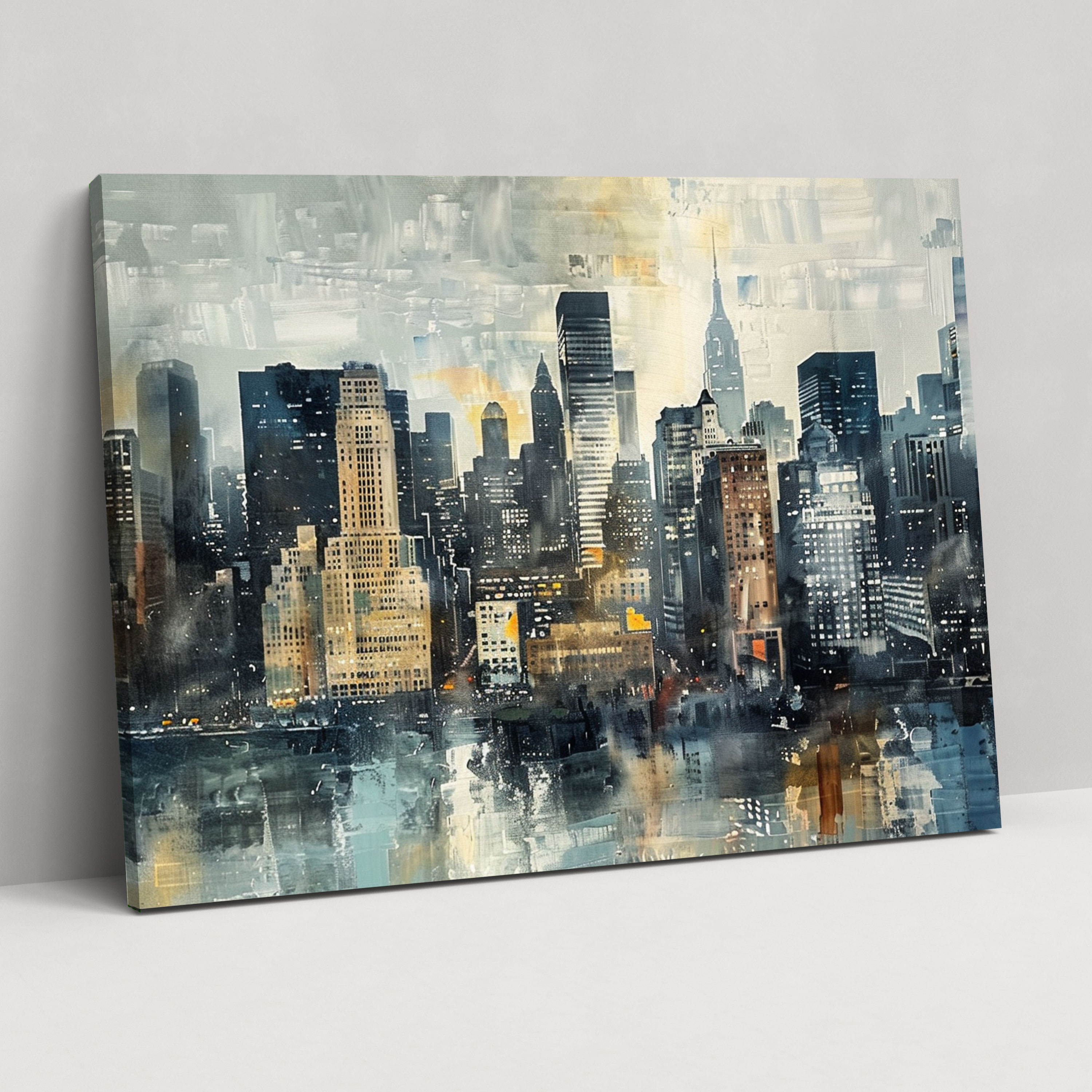 Urban Cityscape Pointillism Canvas Print - Pointillism, Wall Decoration, Pointillism, Home Decoration