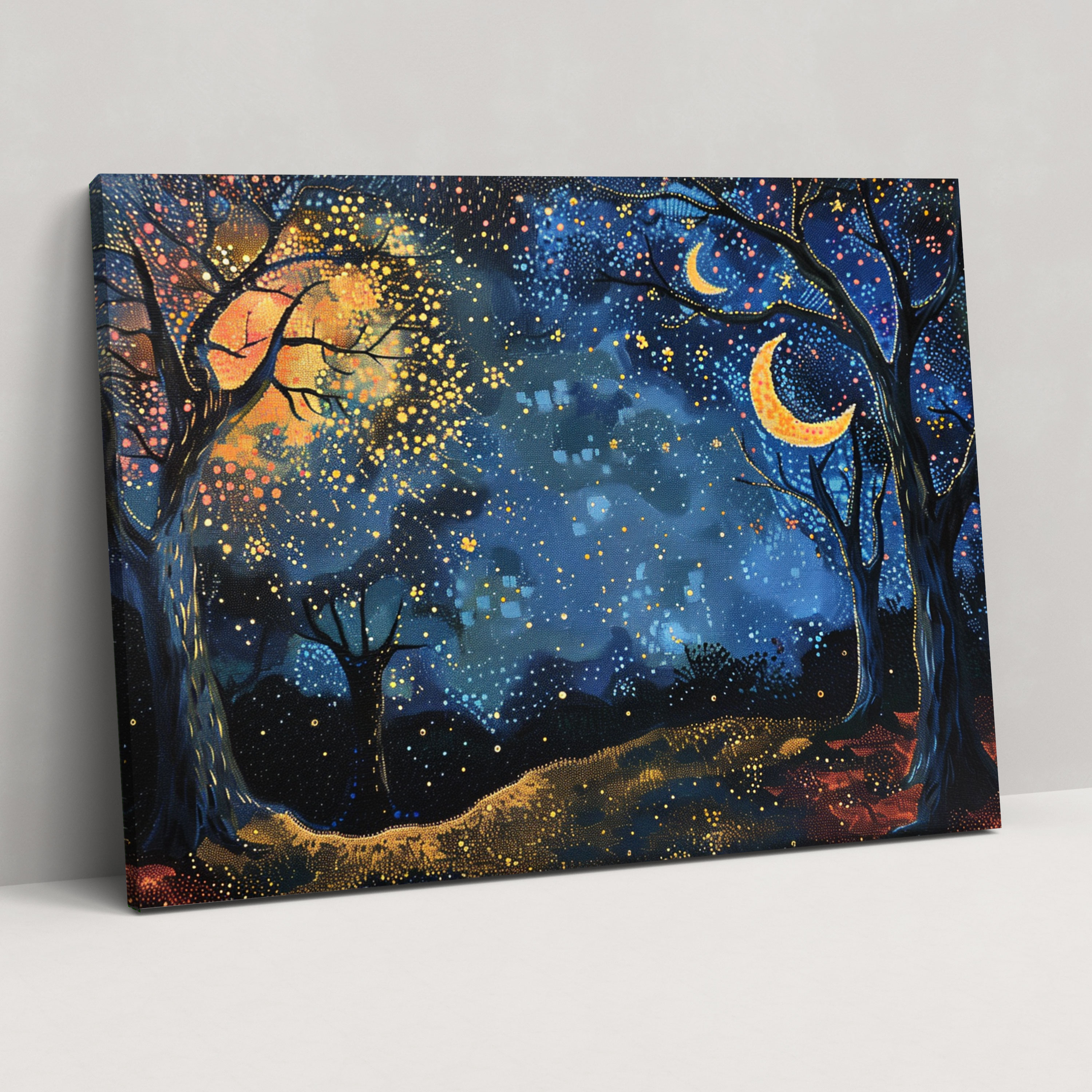 Night Sky Pointillism Wall Art - Pointillism, Wall Art, Wall Decoration, Stars
