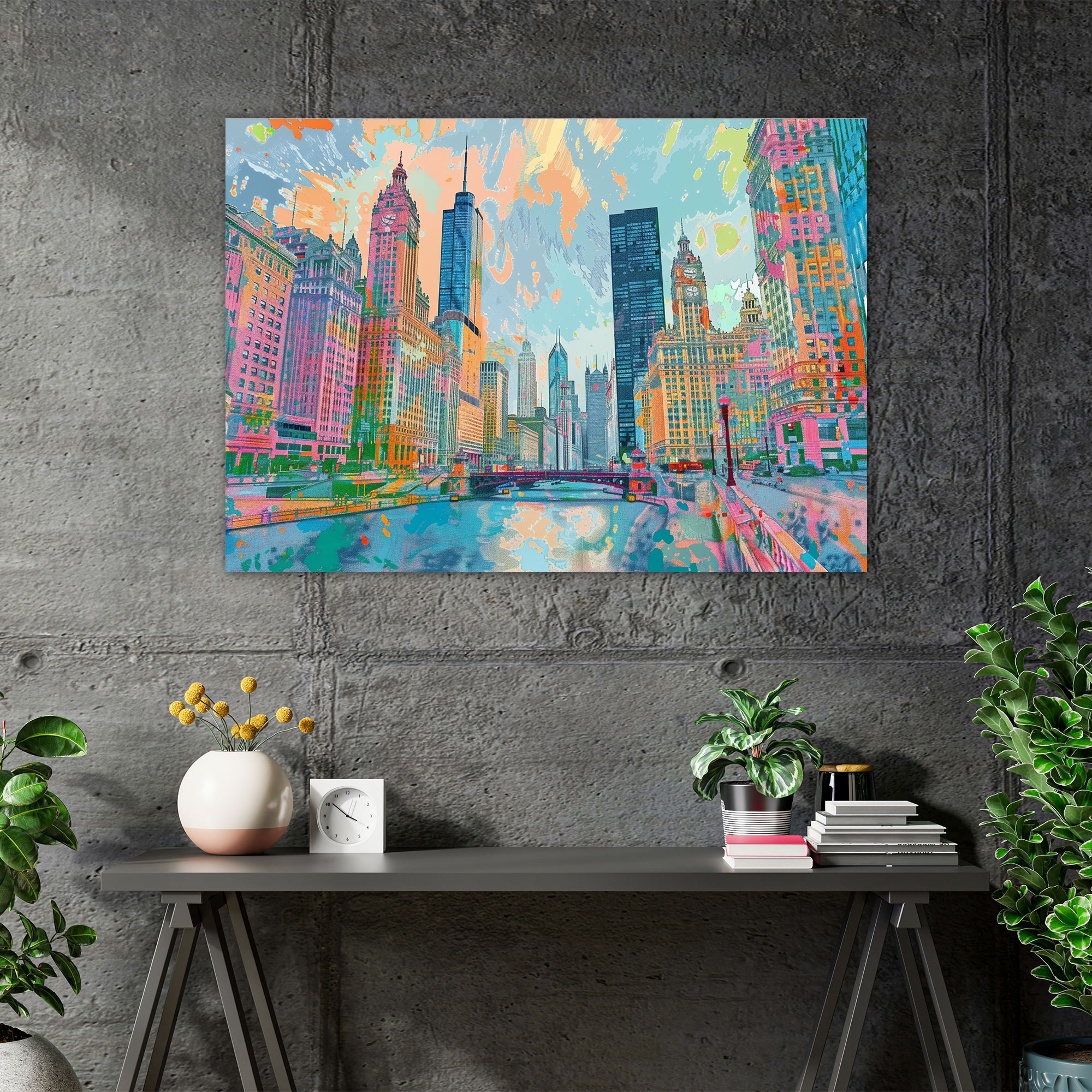 Lively Cityscape Canvas Print - Pointillism, Canvas Print, Pointillism, Wall Art