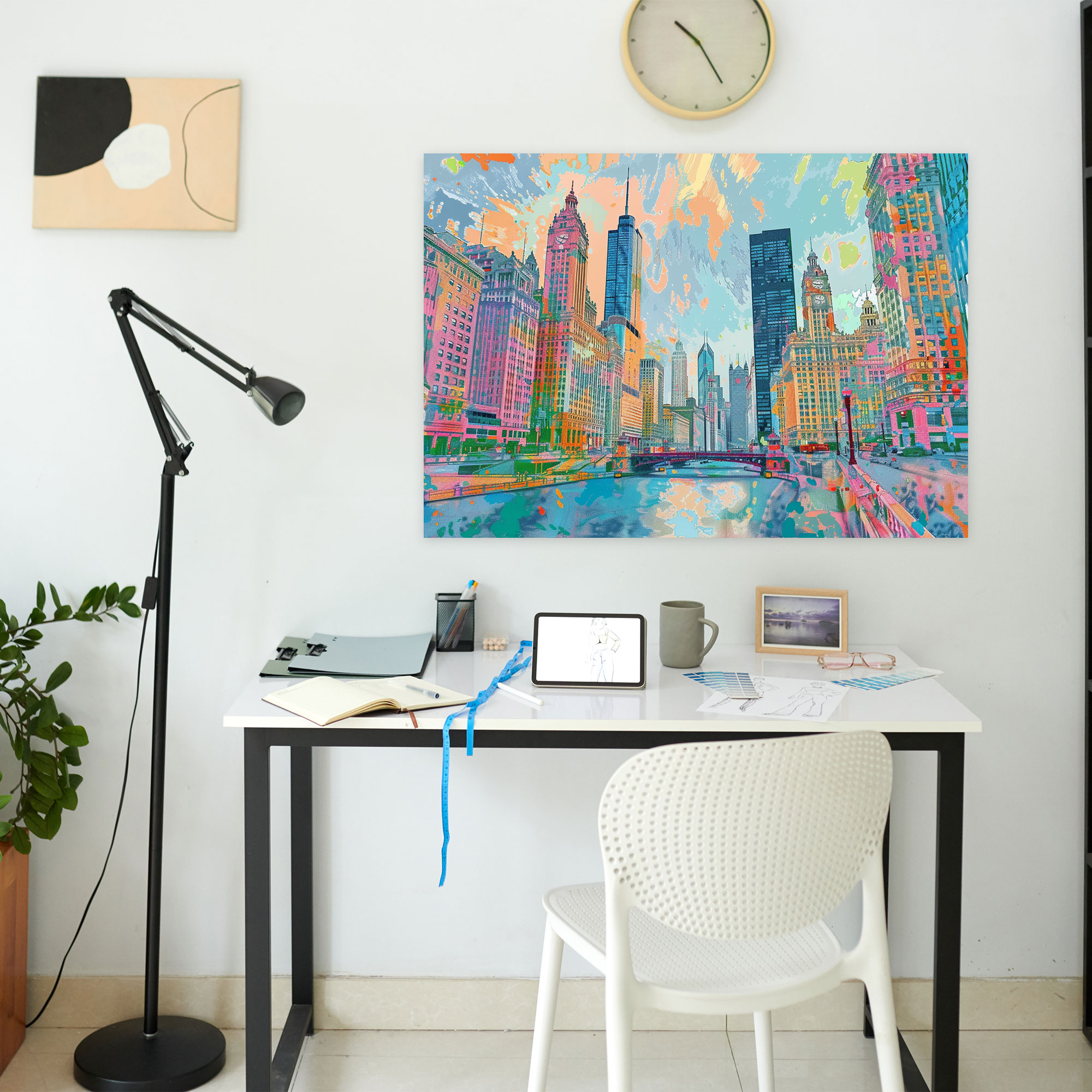 Lively Cityscape Canvas Print - Pointillism, Canvas Print, Pointillism, Wall Art