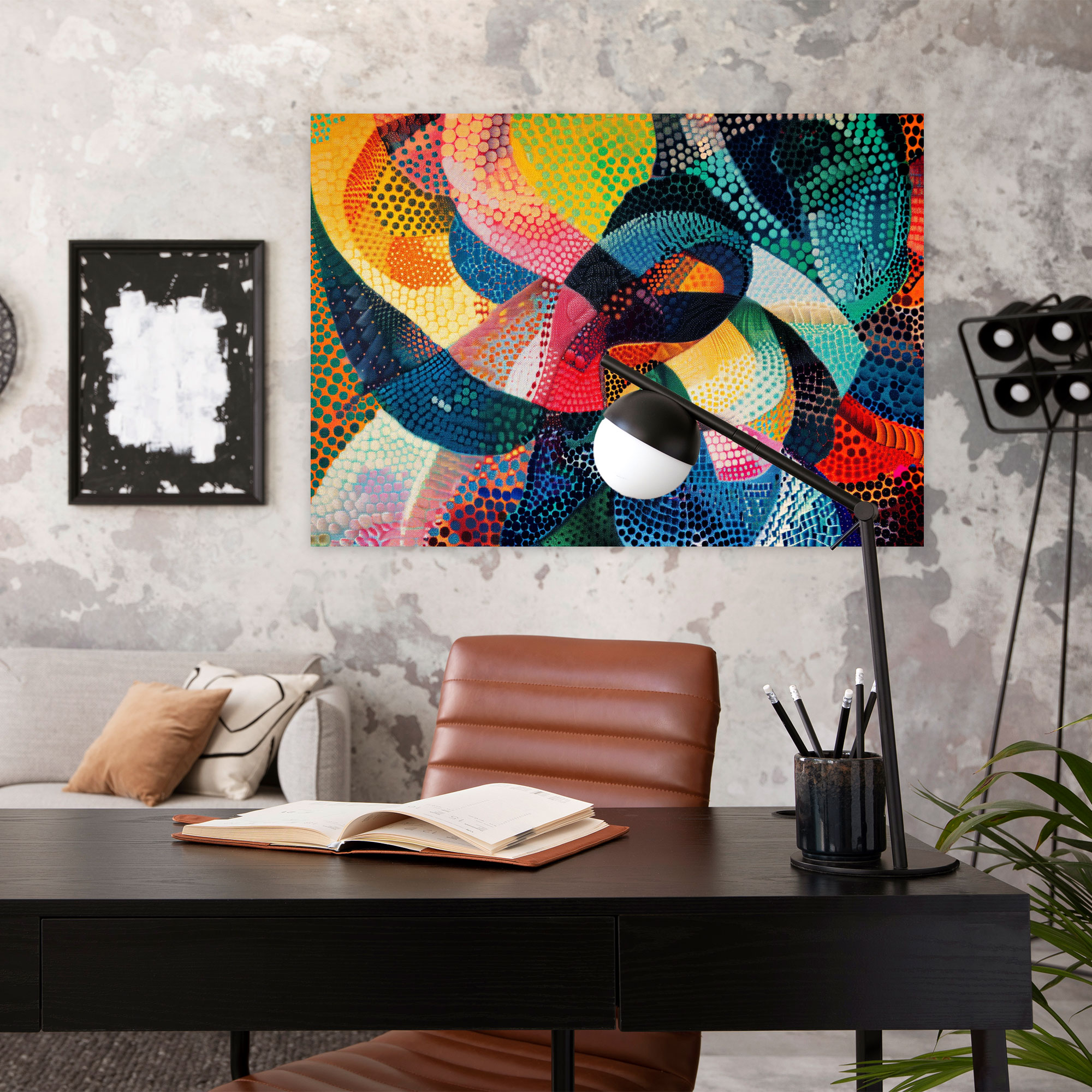 Abstract Geometric Design Canvas Print - Pointillism, Canvas Print, Wall Art, Canvas Wall Art